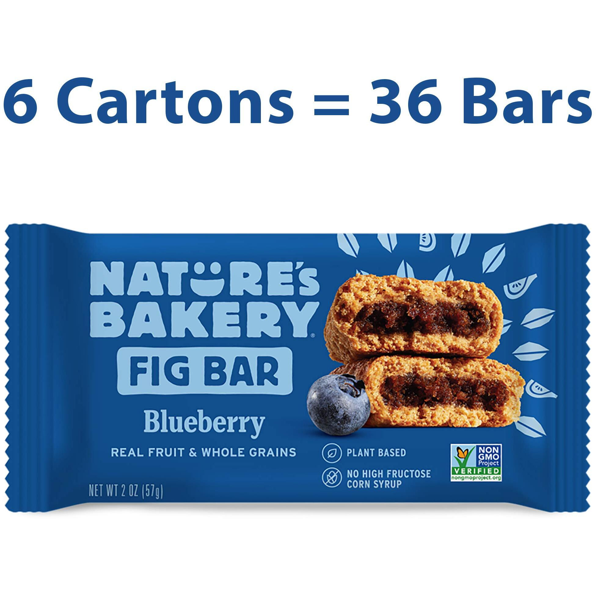 Natures Bakery Whole Wheat Fig Bars, Blueberry, Real Fruit, Vegan, Non-Gmo, Snack Bar, 6 Count (Pack Of 6)