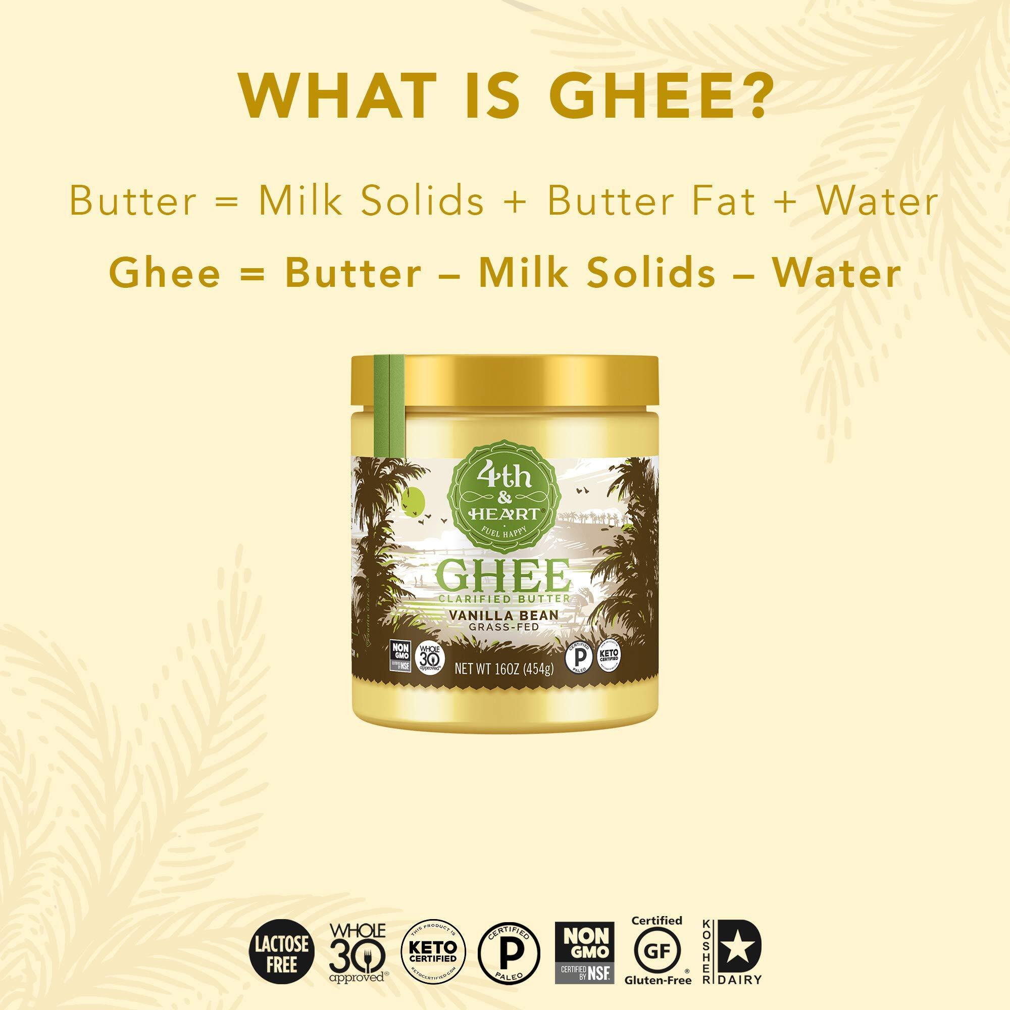 4Th & Heart Vanilla Bean Grass-Fed Ghee, Clarified Butter, Keto, Pasture Raised, Non-Gmo, Lactose And Casein Free, Certified Paleo (16 Ounces)