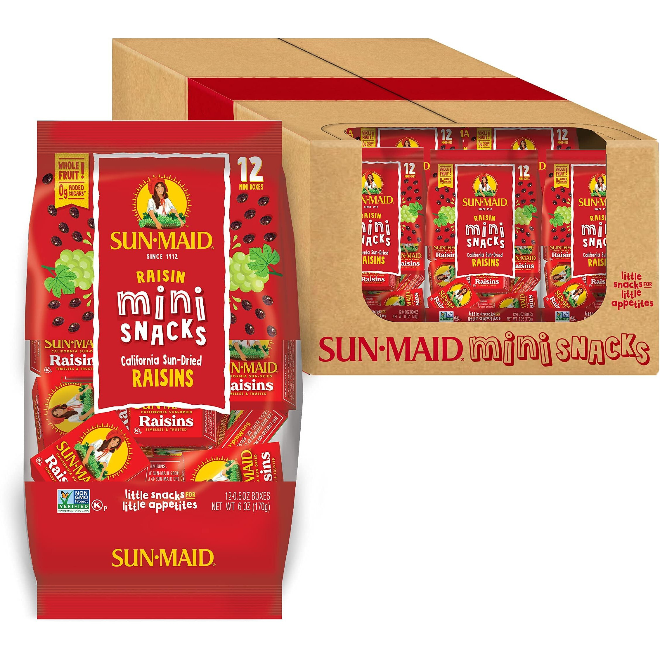 Sun-Maid California Sun-Dried Raisins - (144 Pack) 0.5 Oz Snack-Size Box - Dried Fruit Snack For Lunches, Snacks, And Natural Sweeteners