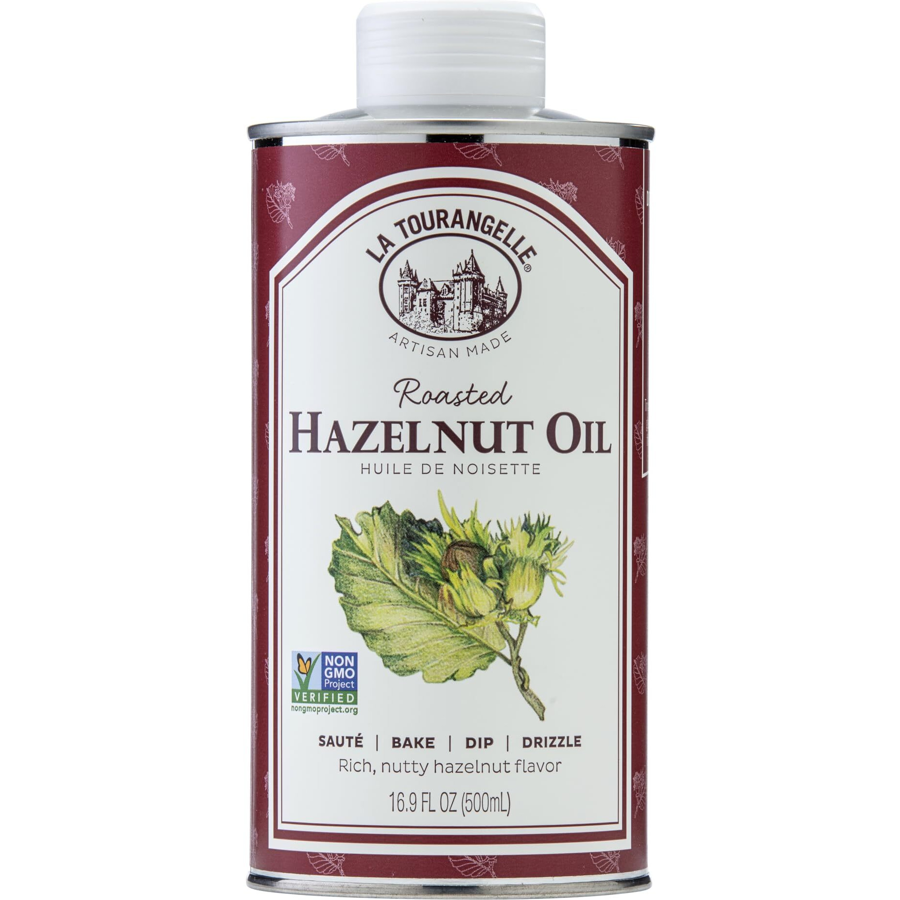 La Tourangelle Roasted Hazelnut Oil, High-Oleic Oil Great For Baking, Stir-Frying, And Vinaigrettes, 16.9 Fl Oz