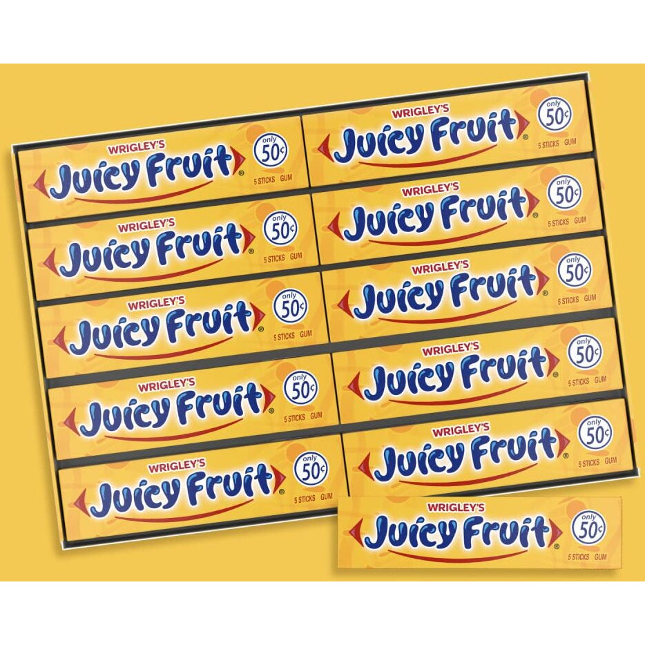 Juicy Fruit Gum Wrigley's Chewing Gum Bulk Pack, 5 Stick (Pack Of 40)