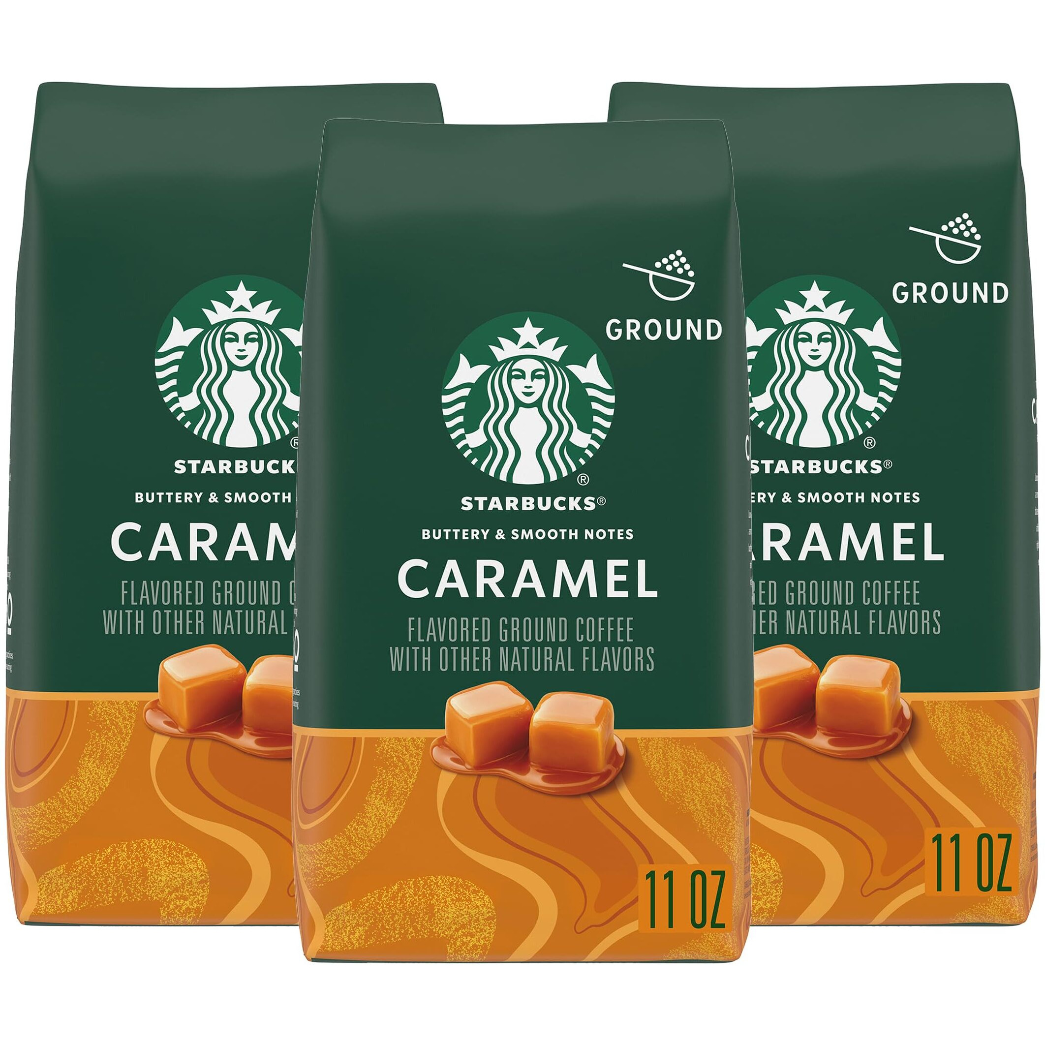 Starbucks Flavored Ground Coffee, Caramel, 11 Oz
