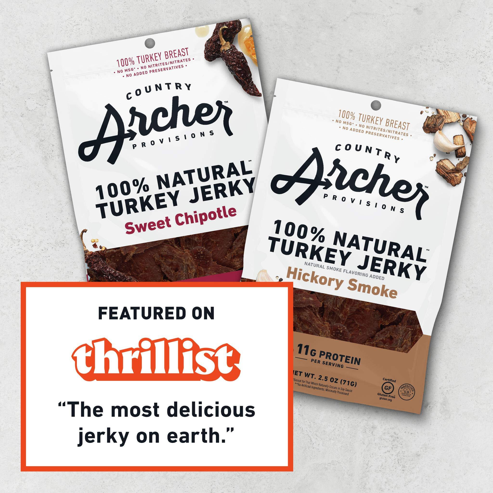 Country Archer Hickory Smoke Turkey Jerky By, Antibiotic Free, Gluten Free, 7 Ounce