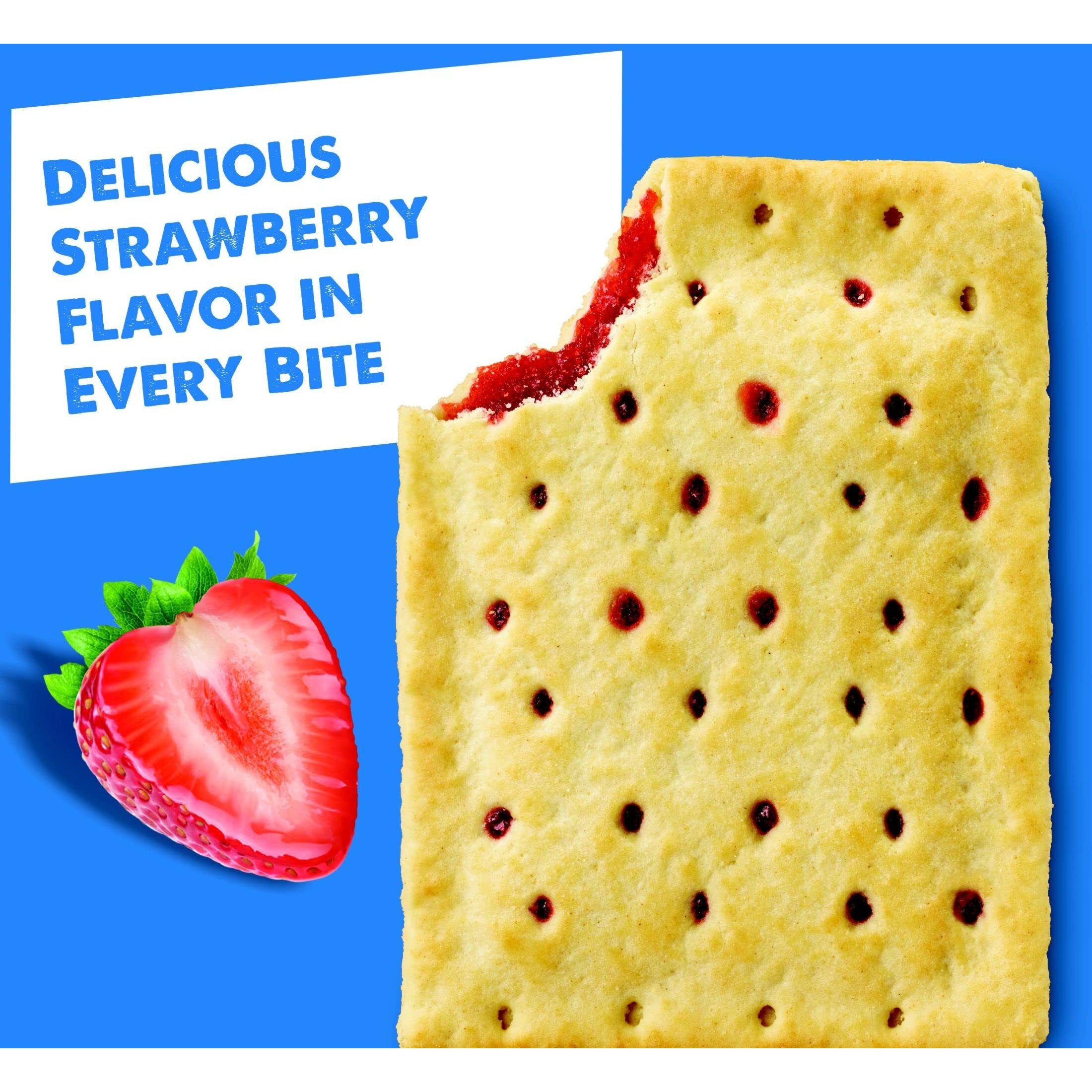 Pop-Tarts Toaster Pastries, Breakfast Food And Kids Snacks, Unfrosted Strawberry, 10.15Lb Case (96 Pop-Tarts)
