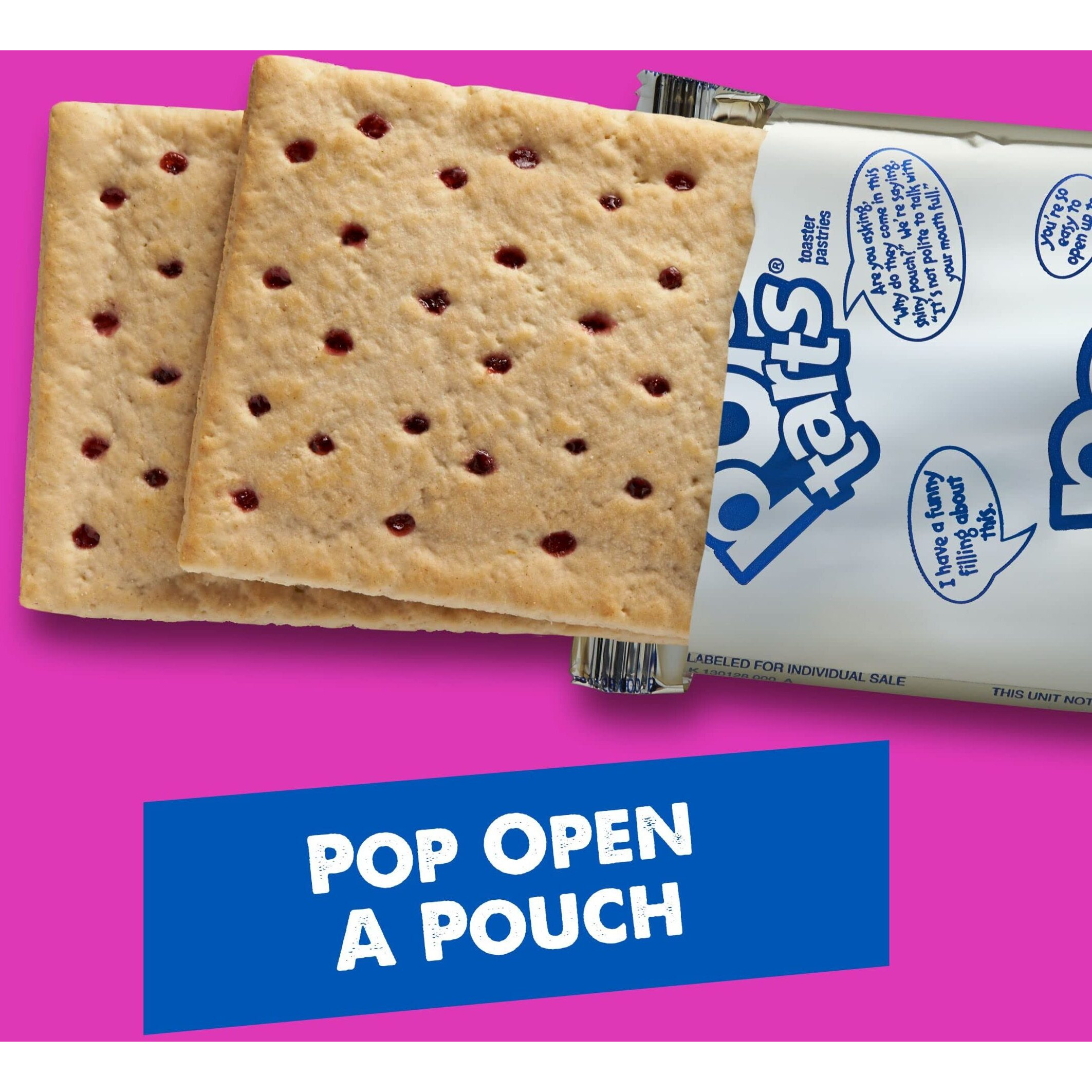 Pop-Tarts Toaster Pastries, Breakfast Food And Kids Snacks, Unfrosted Strawberry, 10.15Lb Case (96 Pop-Tarts)