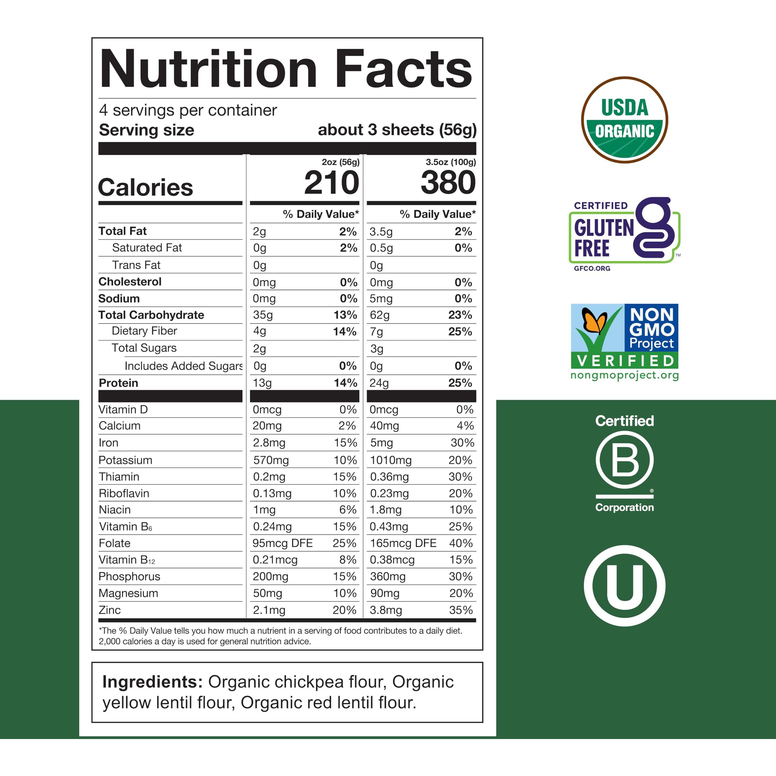 Chickapea Organic Chickpea Pasta - Lasagna - 8 Oz (Pack Of 6)