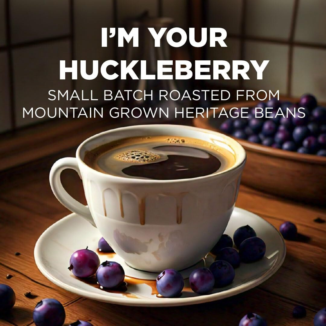Maud's Huckleberry Flavored Coffee Pods, 18 Ct | I'M Your Huckleberry Flavor | 100% Arabica Medium Roast Coffee | Solar Energy Produced Recyclable Pods Compatible With Keurig K Cups Maker