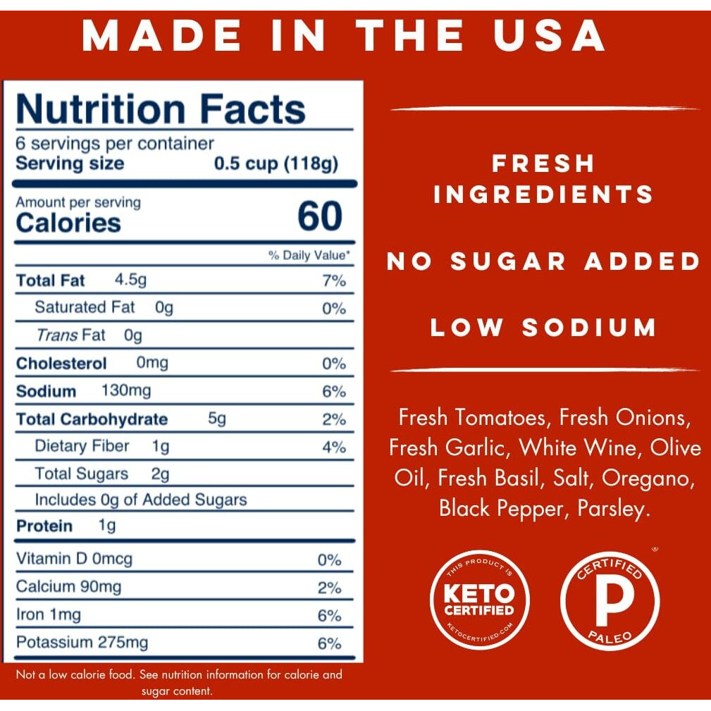 Yo Mama's Foods Keto Marinara Pasta And Pizza Sauce - Pack Of (1) - No Sugar Added, Low Carb, Low Sodium, Gluten Free, Paleo Friendly, And Made With Whole, Non-Gmo Tomatoes