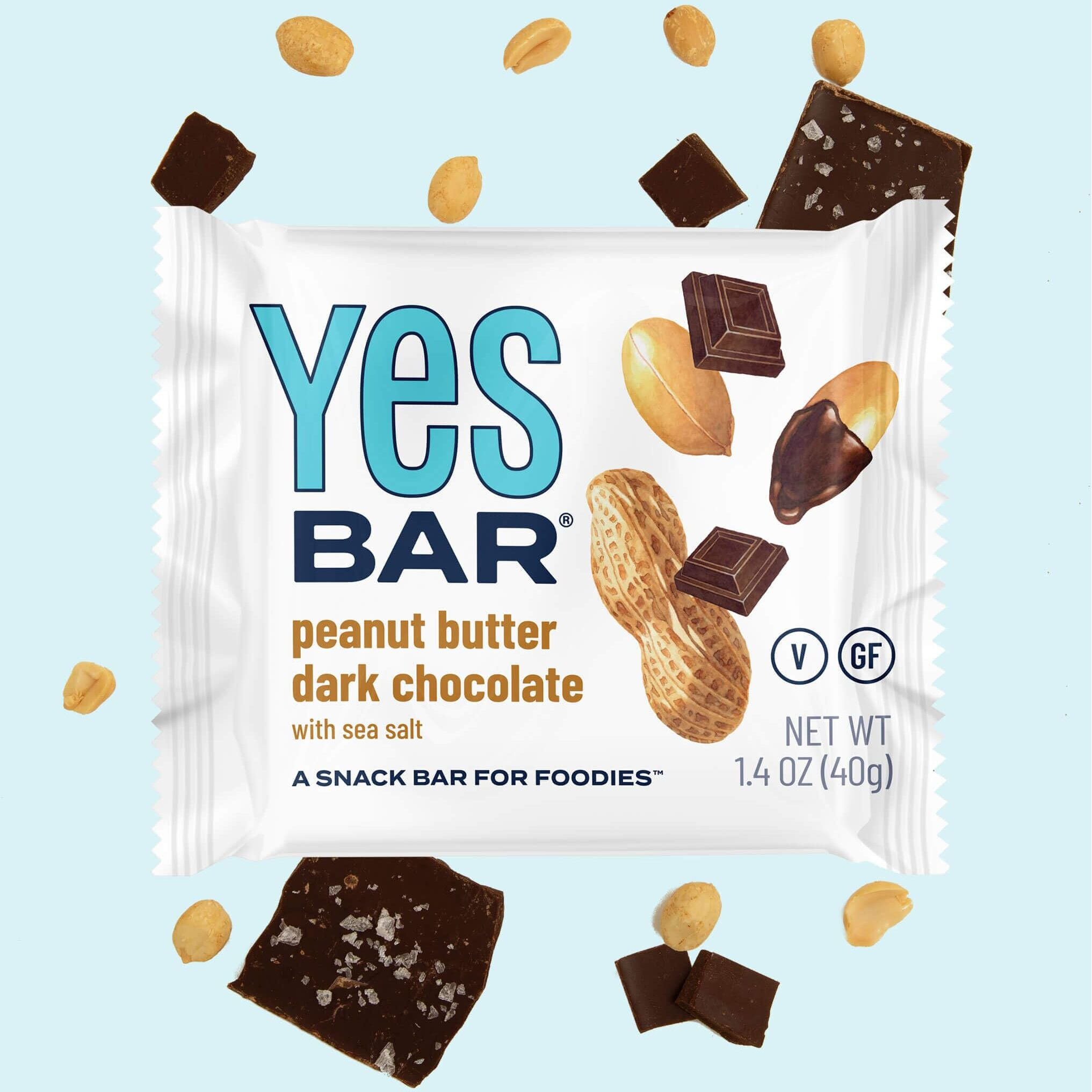 The Yes Bar Peanut Butter Dark Chocolate - Plant Based Protein, Decadent Snack Bar - Vegan, Gluten Free, Dairy Free, Low Sugar, Healthy Snack, Breakfast, Low Carb, Keto Friendly (Pack Of 6)