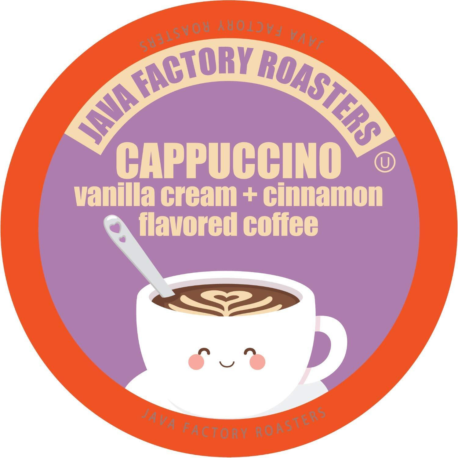 Java Factory Coffee Pods Vanilla Cream And Cinnamon Flavored Coffee For Keurig K Cup Brewers, Cappuccino, 40 Count