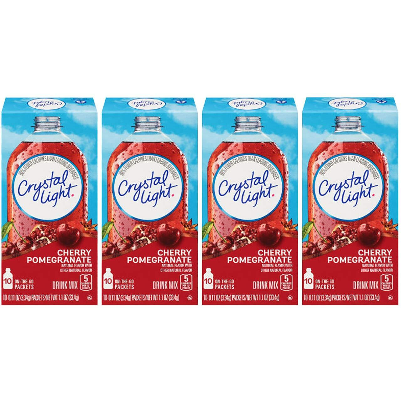 Crystal Light Natural Cherry Pomegranate, 10-Count Boxes (Pack Of 4)