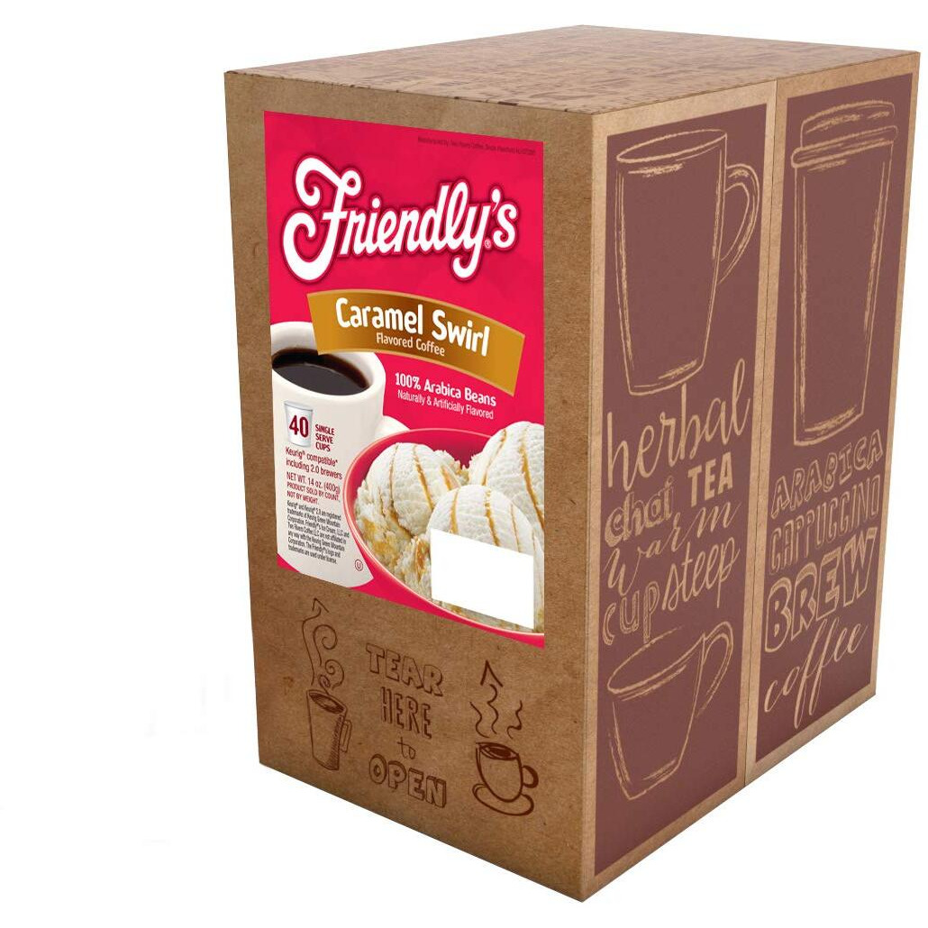 Friendly's Flavored Ice Cream Coffee Pods, Compatible With Keurig K Cup Brewers (Caramel Swirl, 40 Count)