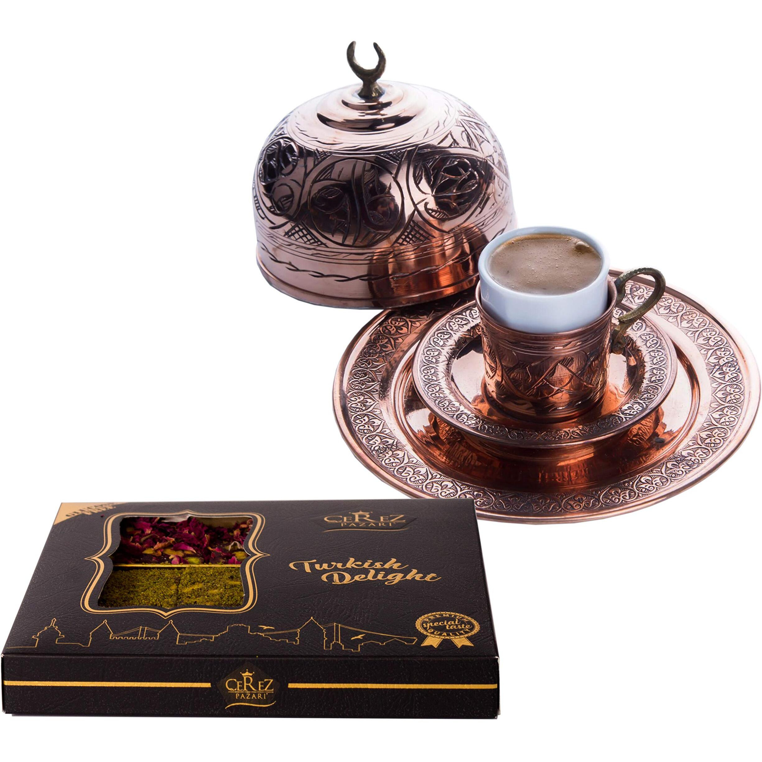 Cerez Pazari Turkish Delight Pistachio With Fantastic Rose & Pomegranate Flavour Experience In Luxury Gift Box 8.8 Oz | Assorted Gourmet Soft Candy, Sweet Vegan Traditional Lokum (Loukoumi) (9-11 Pcs)