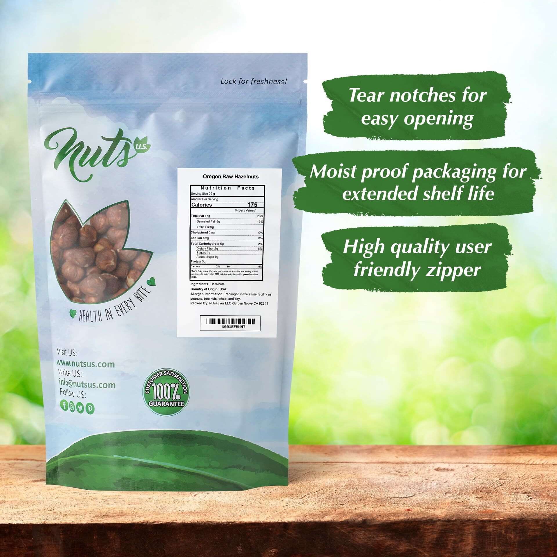 Nuts U.S. - Oregon Hazelnuts In Shell | Whole, Raw And Unsalted | No Added Flavor And Non-Gmo | Fresh Buttery Taste And Easy To Crack | Natural Unshelled Hazelnuts Packed In Resealable Bags (1 Lb)
