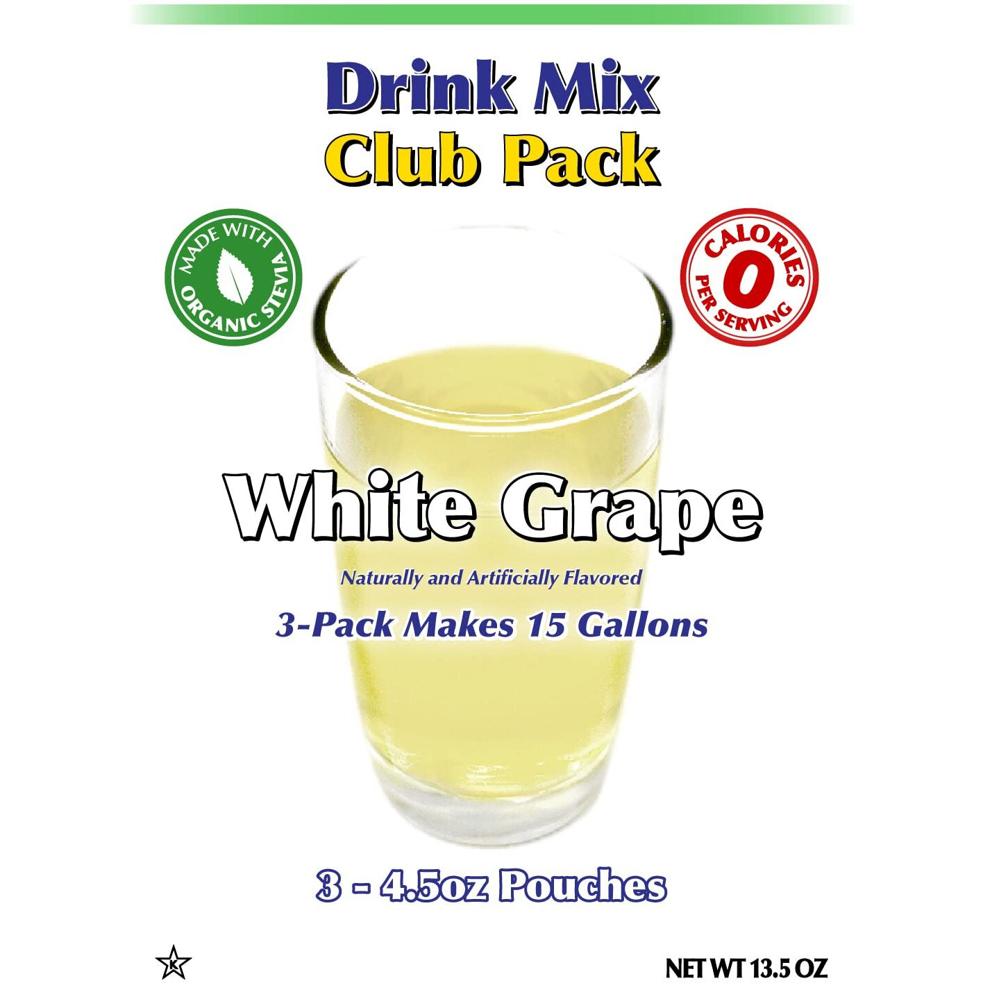 Gramzero White Grape Zero Calorie Sugar Free Drink Mix, Great For Nutrition Club Loaded Teas, Stevia Sweetened