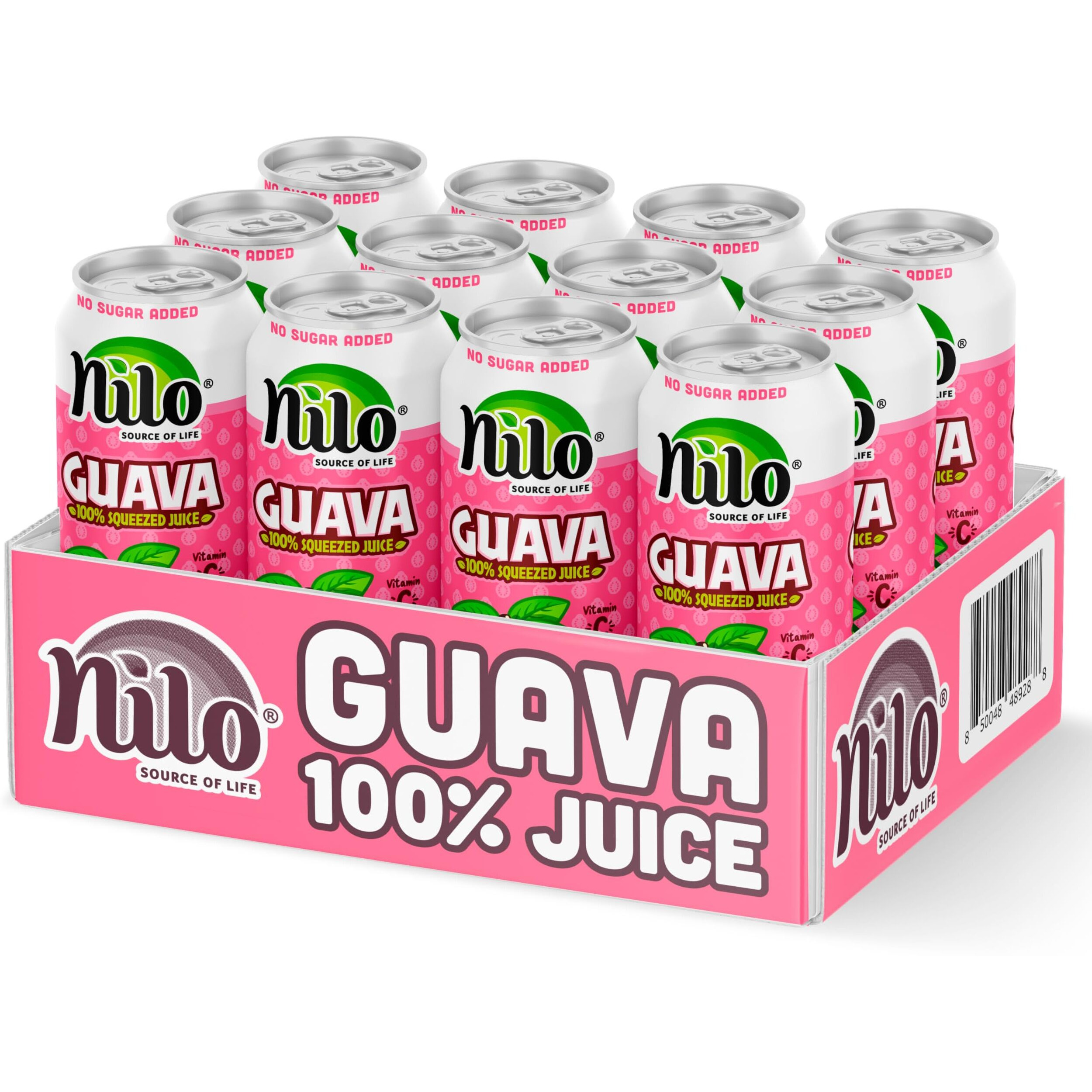 Nilo Guava Juice | 100% Squeezed Guayaba Pink Guava | No Sugar Added | Not From Concentrate | 10.8 Oz (Pack Of 12)