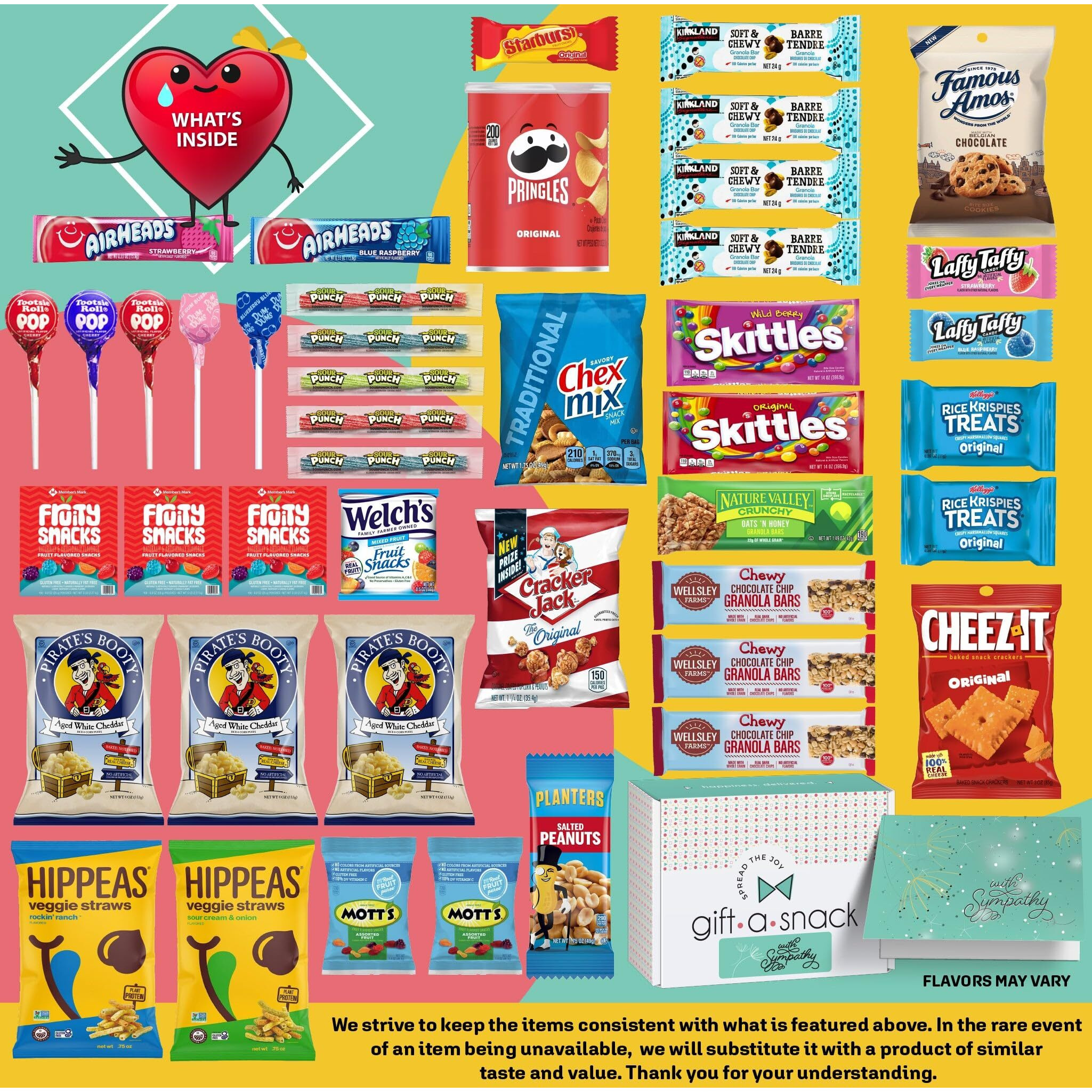 Gift A Snack - Sympathy Snack Box Care Package + Greeting Card (45 Count) Condolence For Loss Of Loved One, Dog Pet Cat Memorial Sweet Treats Gift Basket - Cravy Food Assortments & Variety Gifts