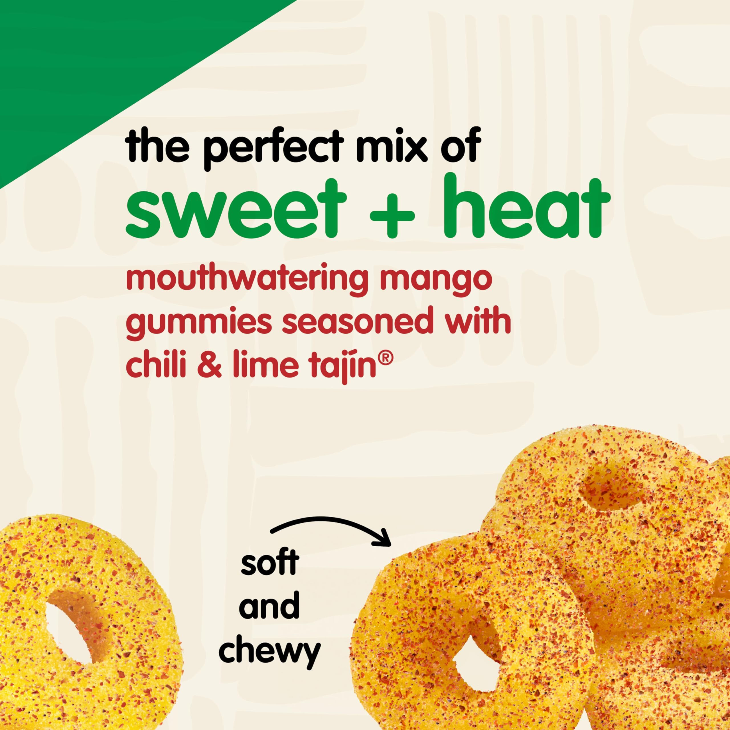 Snak Club Tajin Mango Rings Gummy Candy, Fruit Candy Gummies With Chili And Lime Seasoning, Mild, Gluten-Free And Vegan Snacks, 2.25 Oz Snack Bags, 12 Pack