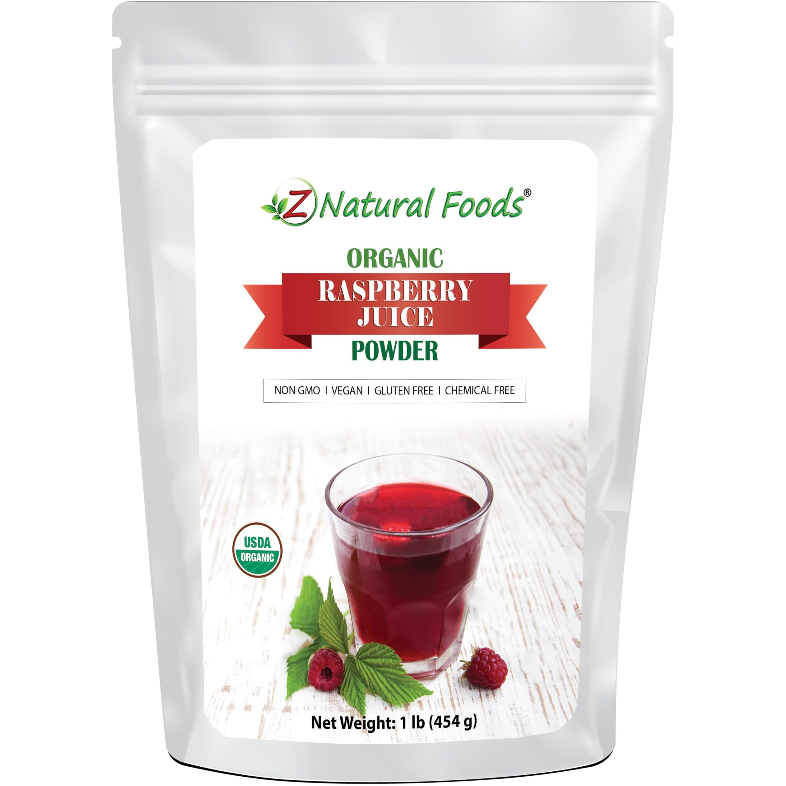Organic Red Raspberry Juice Powder - Superfood Berry Supplement - Mix In Drinks, Shakes, Smoothies, Cakes, Cooking & Baking Recipes - Non Gmo, Gluten Free, Vegan, Kosher - 1 Lb