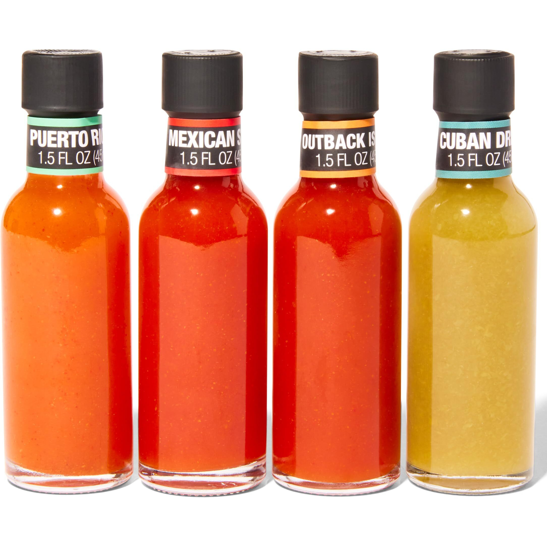 Thoughtfully Gourmet, Global Hot Sauce Gift Set, Internationally Inspired Flavors Include Puerto Rican Mango Habanero, Mexican Style Hot Sauce & More, Set Of 4