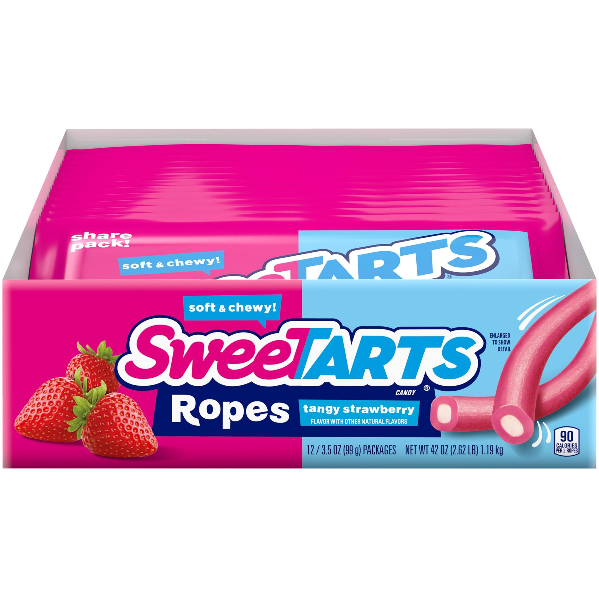 Sweetarts Ropes, Tangy Strawberry Flavor, 3.5 Ounce Pouches (Pack Of 12)