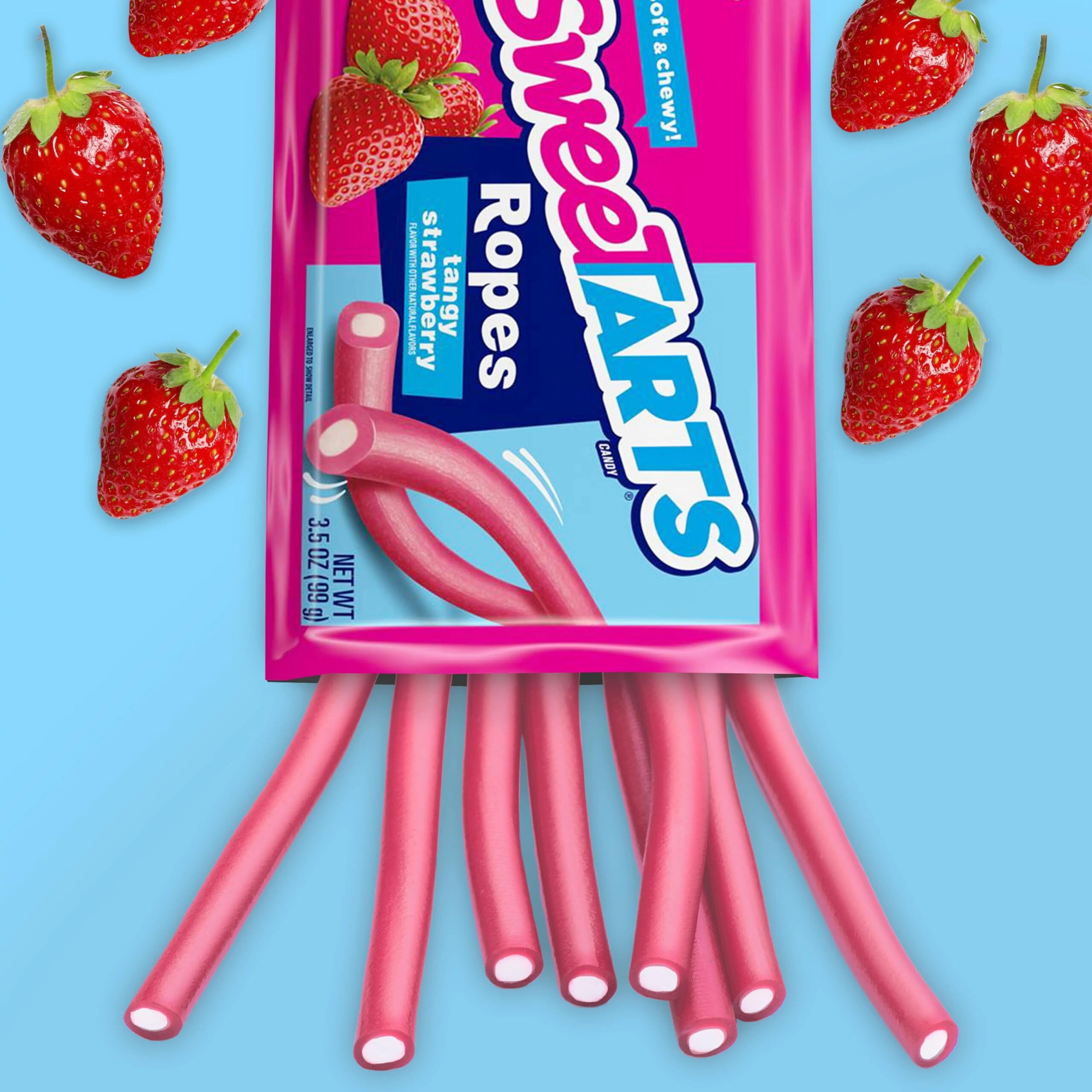 Sweetarts Ropes, Tangy Strawberry Flavor, 3.5 Ounce Pouches (Pack Of 12)