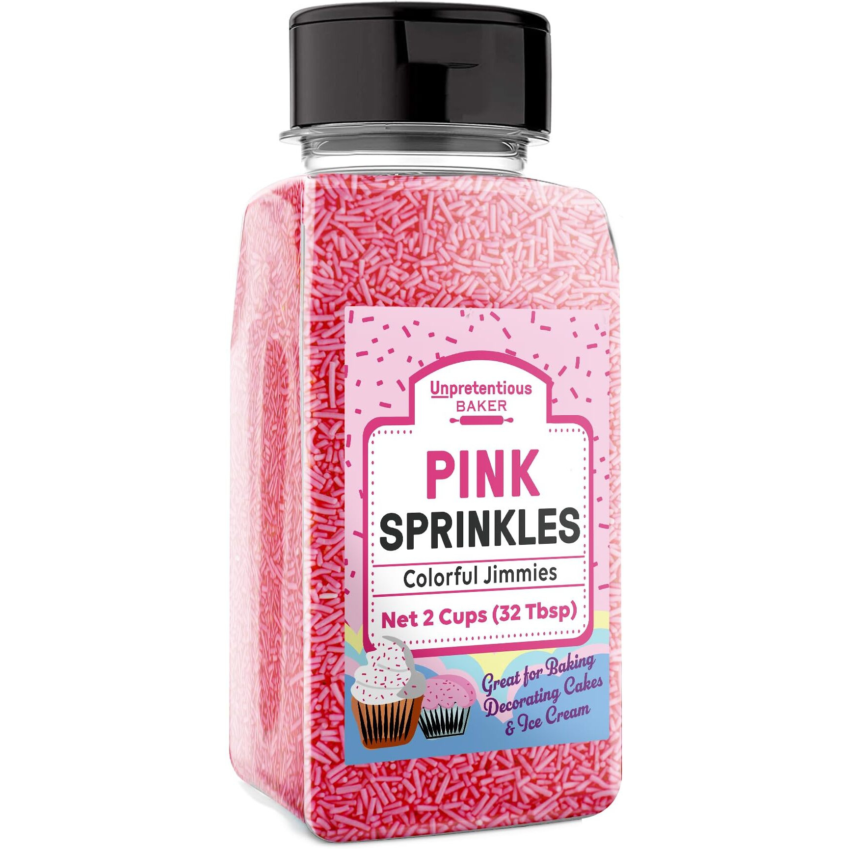 Unpretentious Pink Sprinkles, Perfect For Festivities, Multi-Use Shaker Bottle, Dessert Decorating