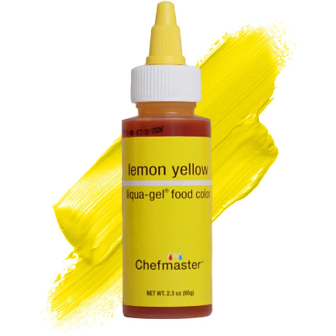 Chefmaster Lemon Yellow Liqua-Gel Food Coloring | Vibrant Color | Professional-Grade Dye For Icing, Frosting, Fondant | Baking & Decorating | Fade-Resistant | Easy-To-Use | Made In Usa | 2.3 Oz