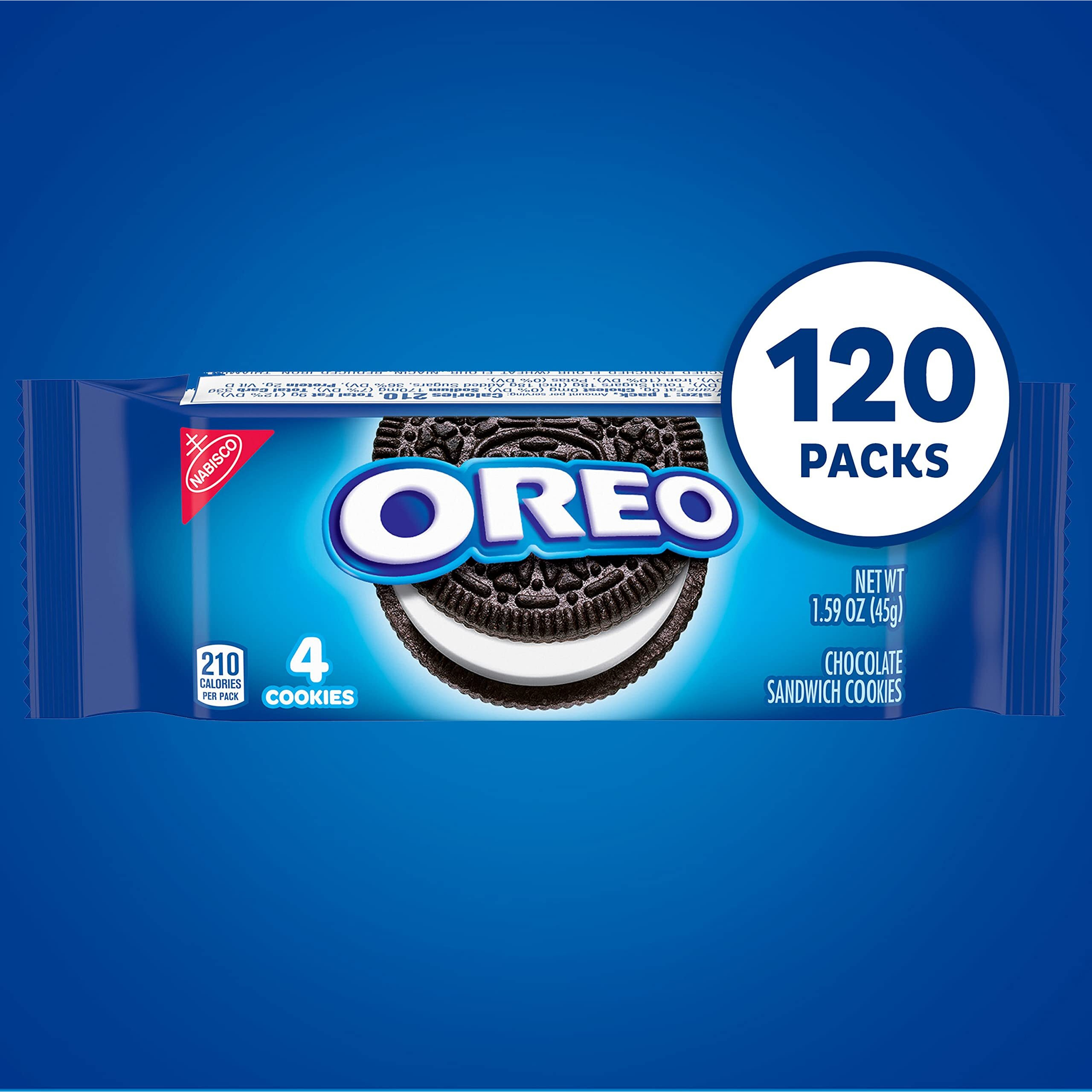 Oreo Chocolate Sandwich Cookies, 120 Snack Packs (4 Boxes)