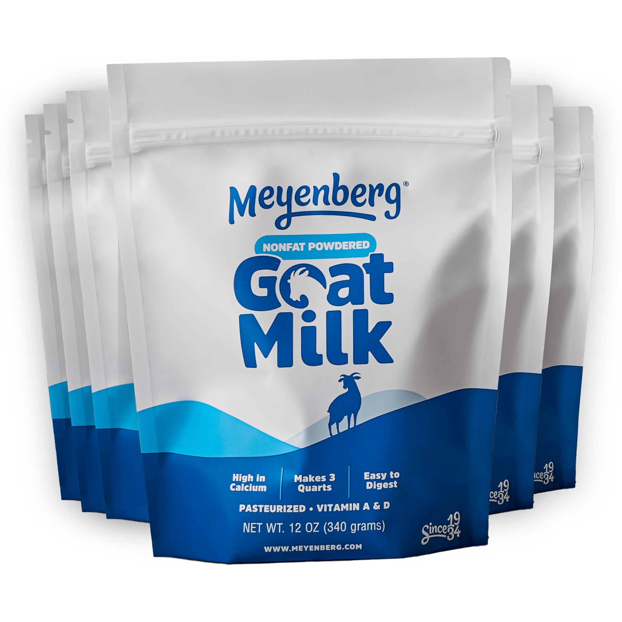 Meyenberg Nonfat Powdered Goat Milk, Resealable Pouch, Vitamin D, Gluten Free, Keto, Kosher, 12 Fl Oz (Pack Of 6)