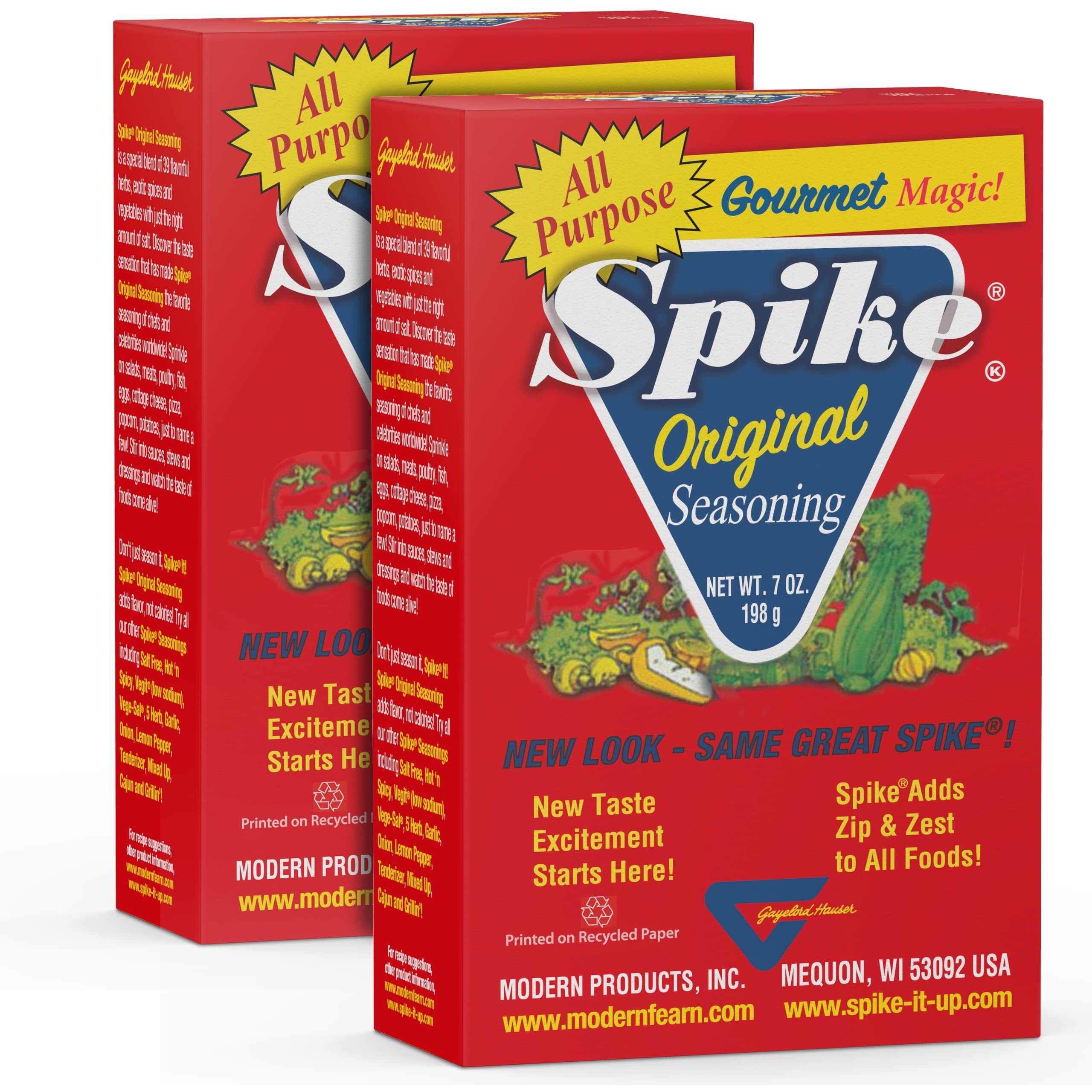 Spike Seasoning, Original Gourmet Magic Seasoning Salt Blend - Seasonings And Spices For Cooking, Popcorn Seasoning, All-Purpose Seasoning For More Flavorful, Healthy Meals, 7 Oz (Pack Of 2)
