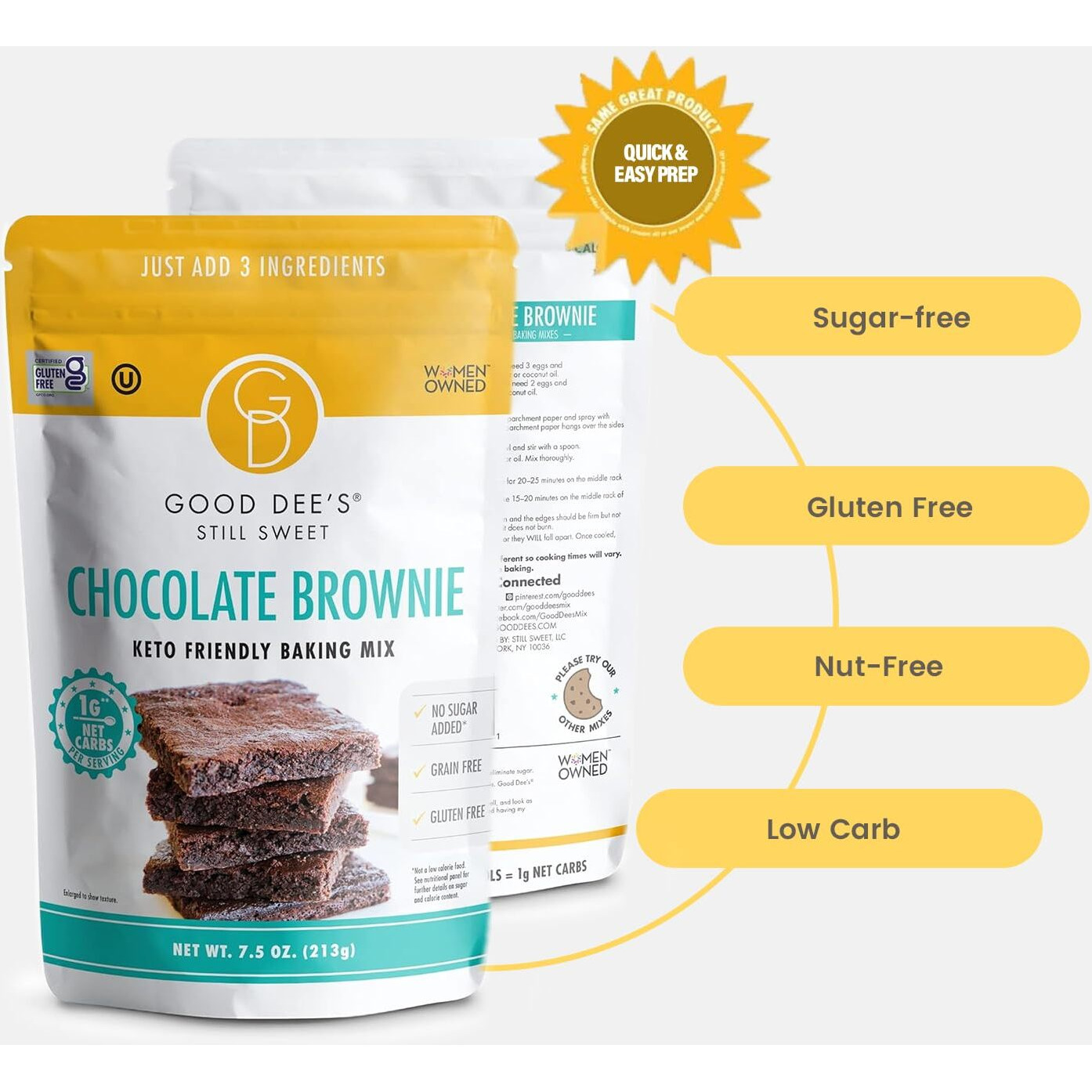 Good Dee's Chocolate Brownie Mix | Keto Baking Mix | Sugar-Free, Gluten-Free, Grain-Free, Nut-Free, Soy-Free & Low Carb Baking Mix | Diabetic, Atkins & Ww Friendly (Pack Of 1)