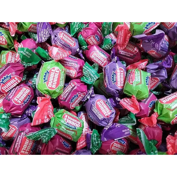 Dubble Bubble - Delicious Assorted Flavor Wrapped Bubble Gum 1.5 Lbs Apple Watermelon Grape Bulk Candy