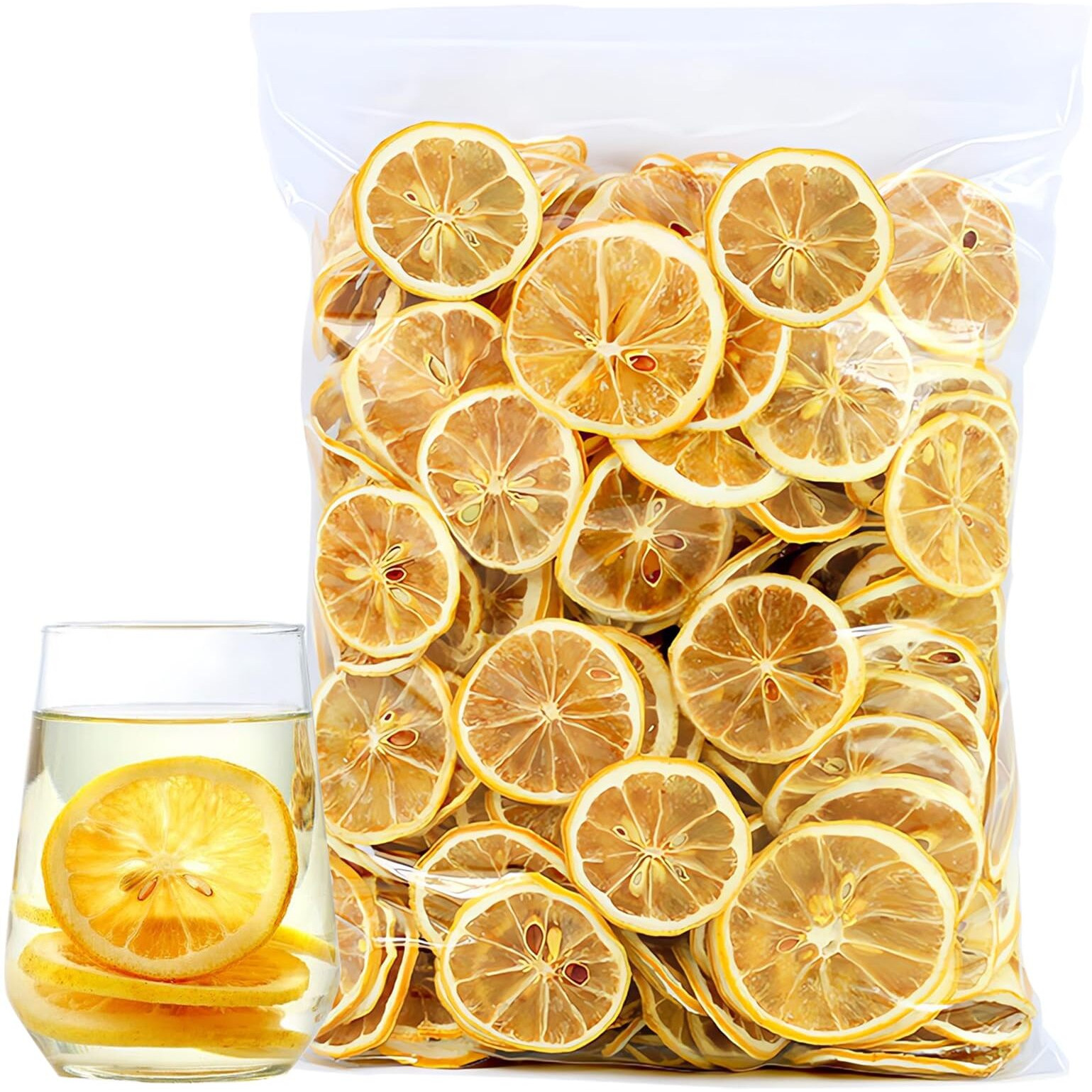 Jtedzi Dried Lemon Slices, 17.63Oz/500G, 240+ Slices, Dehydrated Lemon Slices For Cocktail Garnish, Cake Decoration, Crafts Decor, No Sugar Added, Vegan & Kosher