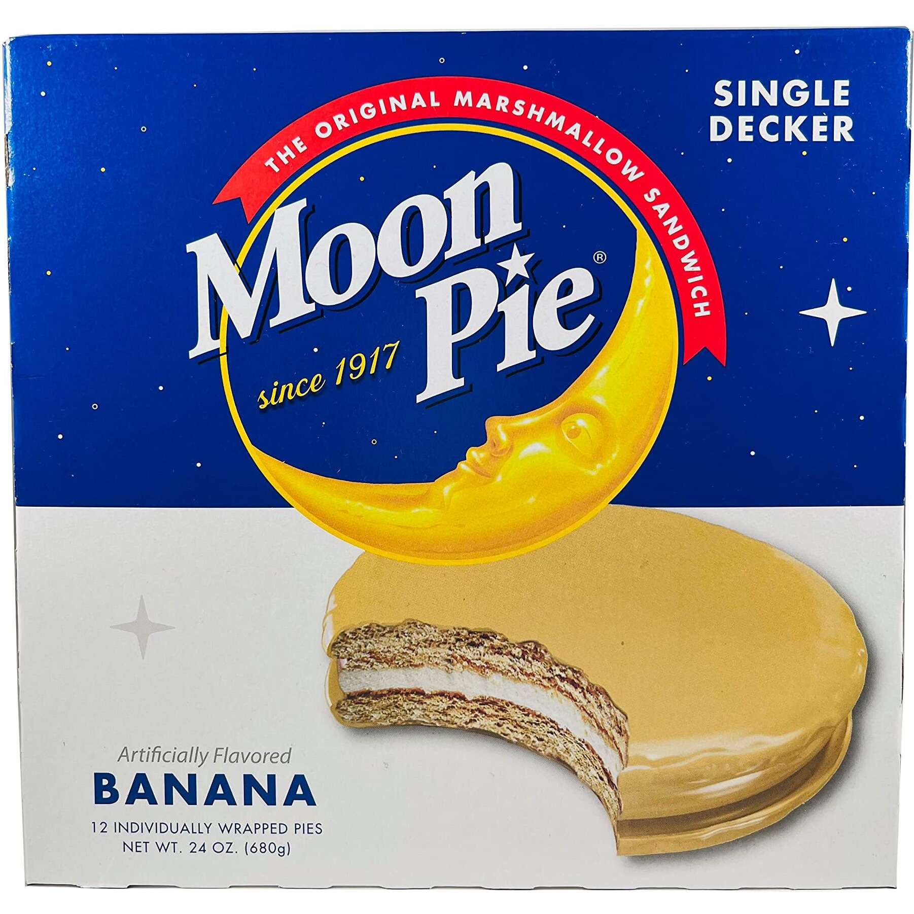 Moon Pie Single Decker Original Marshmallow Sandwich - Banana | 12 Count Box