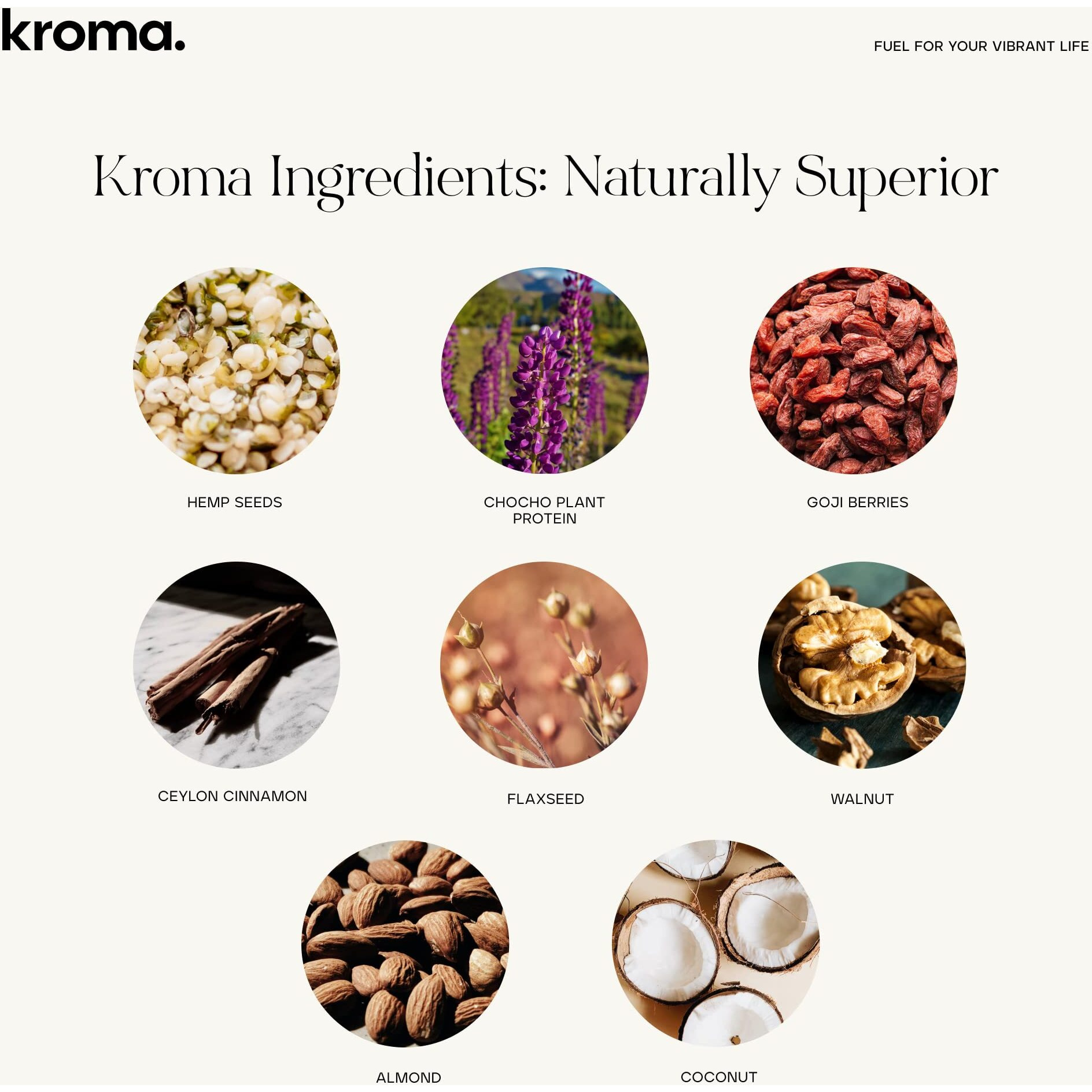 Kroma Super Porridge, Gluten Free, Chocho Plant Protein, Vegan Superfood Breakfast Cereal With Hemp Seeds, Cinnamon, Oats, Coconut, Healthy Fiber, And Other Organic Ingredients, 9 Servings