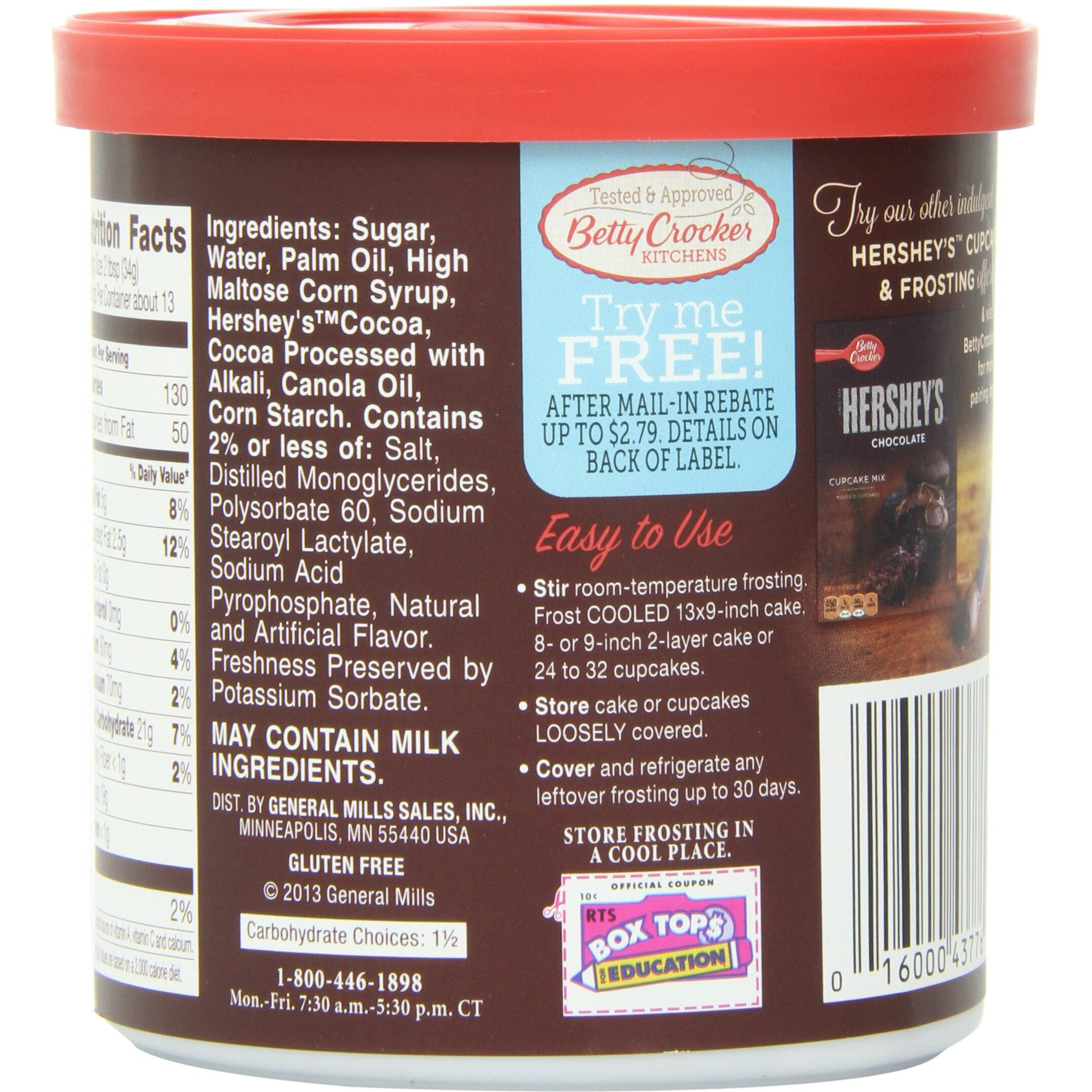 Betty Crocker Gluten Free Hershey's Milk Chocolate Frosting, 16 Oz. (Pack Of 8)