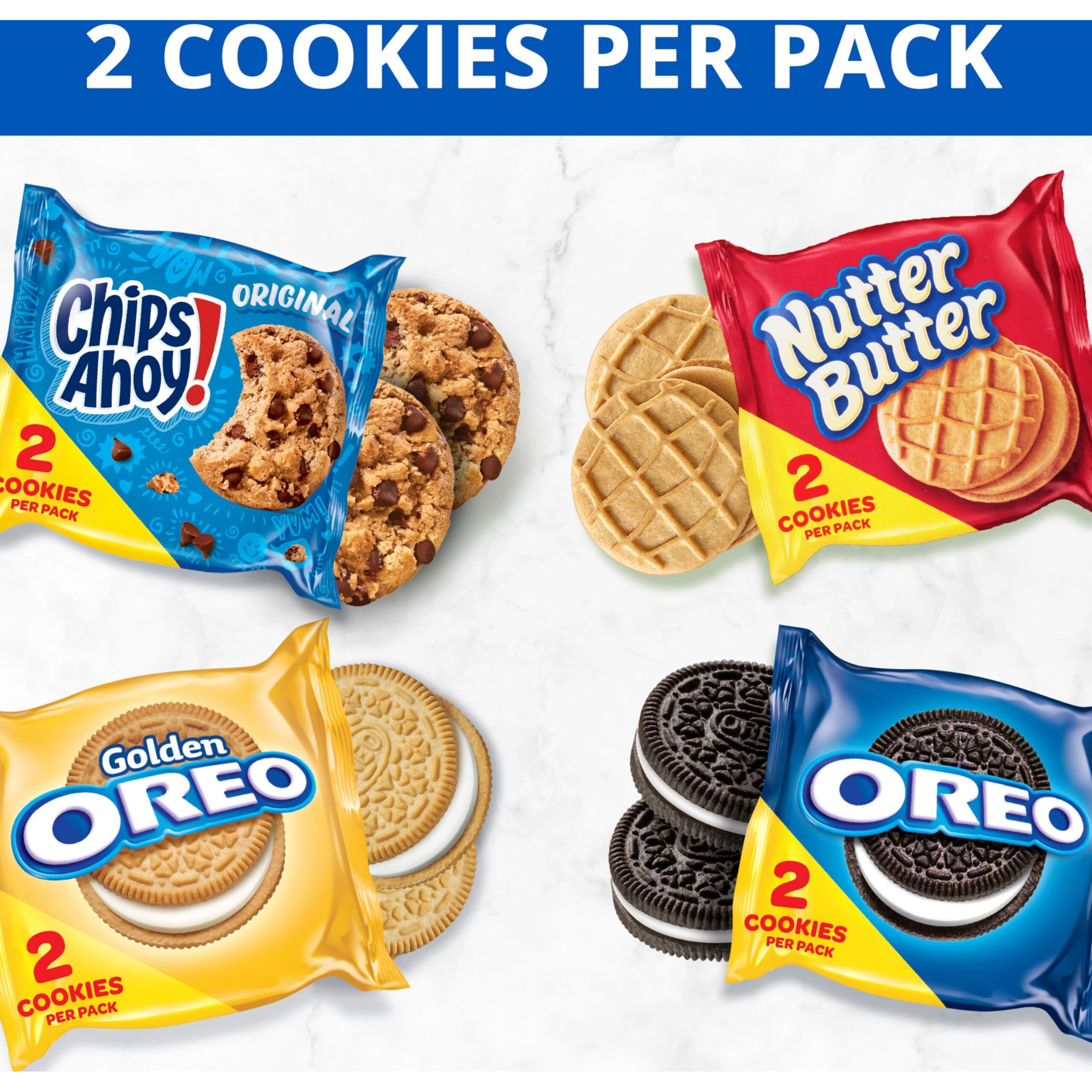 Oreo Original, Oreo Golden, Chips Ahoy & Nutter Butter Cookie Snacks Variety Pack, 56 Snack Packs (2 Cookies Per Pack)