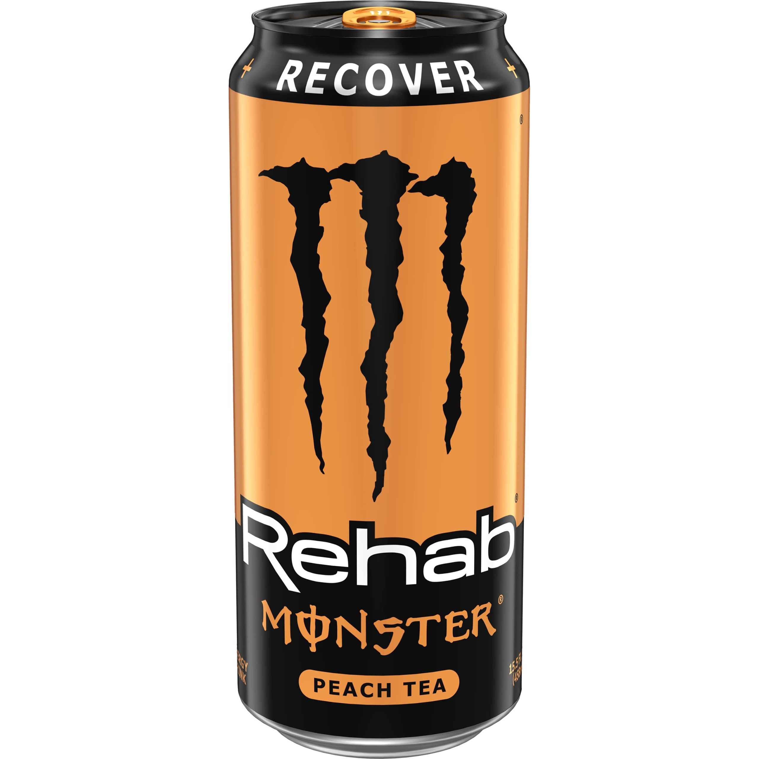 Monster Energy Rehab Peach Tea + Energy, Energy Iced Tea, Energy Drink, 15.5 Ounce (Pack Of 15)