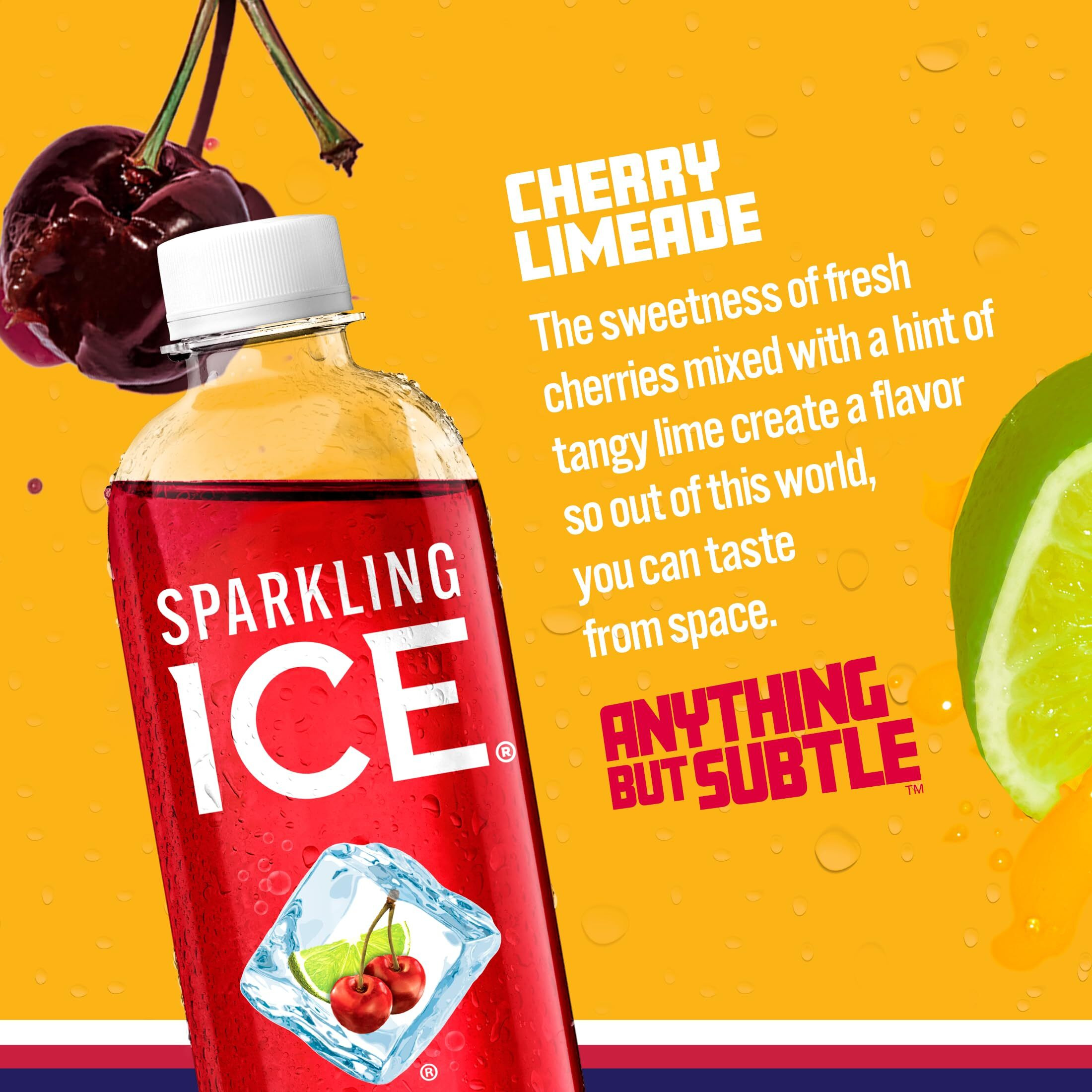 Sparkling Ice, Cherry Limeade Sparkling Water, Zero Sugar Flavored Water, With Vitamins And Antioxidants, Low Calorie Beverage, 17 Fl Oz Bottles (Pack Of 12)