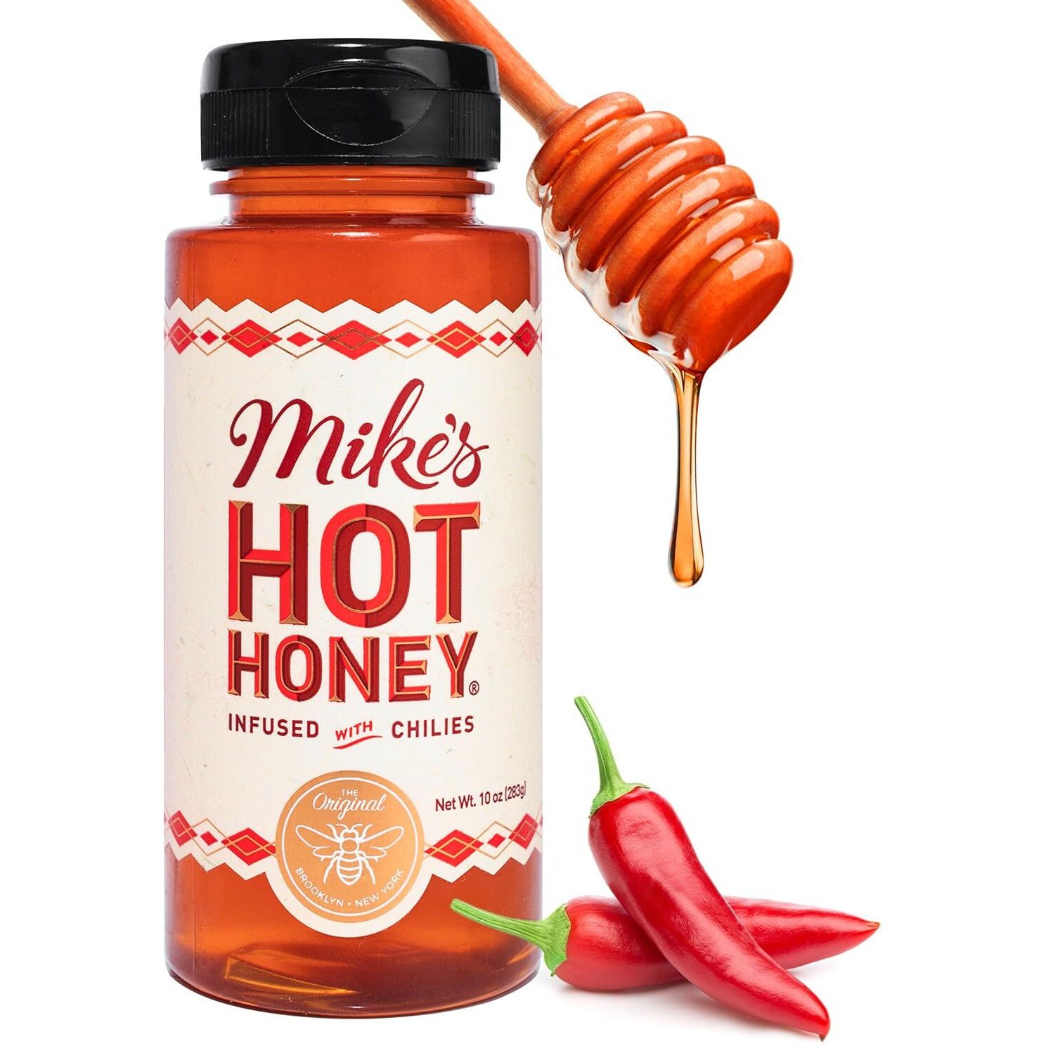 Mike's Hot Honey, America's 1 Brand Of Hot Honey, Spicy Honey, All Natural 100% Pure Honey Infused With Chili Peppers, Gluten-Free, Paleo-Friendly (10Oz Bottle, 1 Pack)