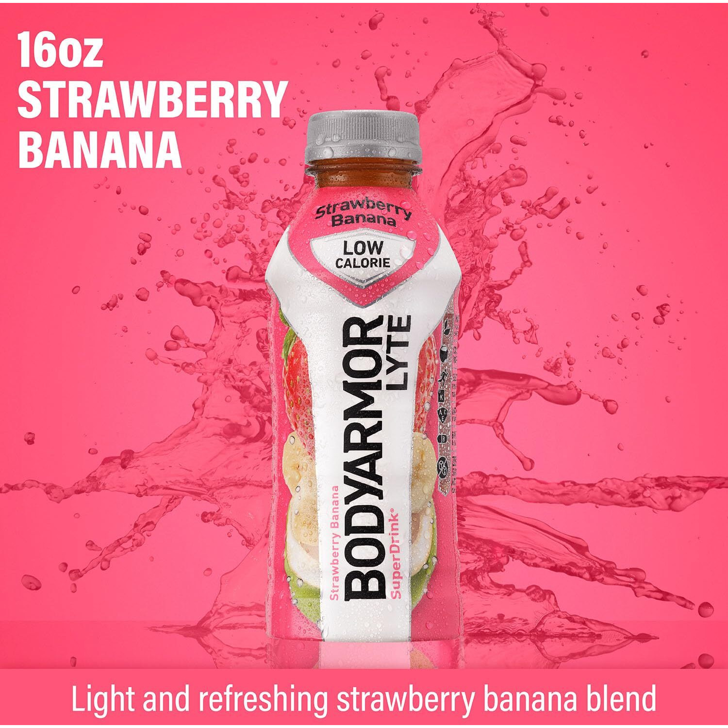 Bodyarmor Lyte Sports Drink Low-Calorie Sports Beverage, Strawberry Banana, Natural Flavors With Vitamins, Potassium-Packed Electrolytes, Perfect For Athletes, 16 Fl Oz (Pack Of 12)