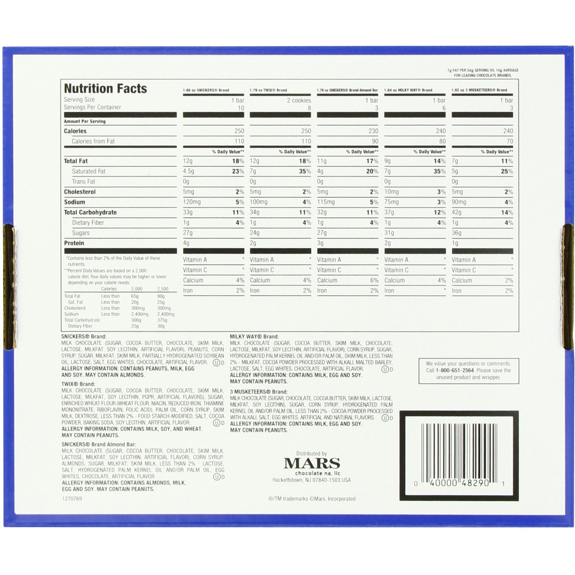 M&M Mars Chocolate Bar Variety Pack, 55 Ounce, 30 Count