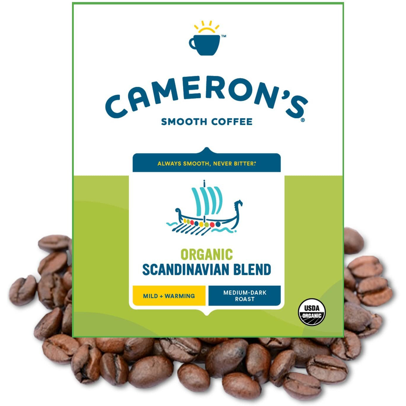 Cameron's Coffee Organic Scandinavian Blend Whole Bean Coffee, Medium-Dark Roast, 100% Arabica, Bulk, 4-Pound Bag, (Pack Of 1)