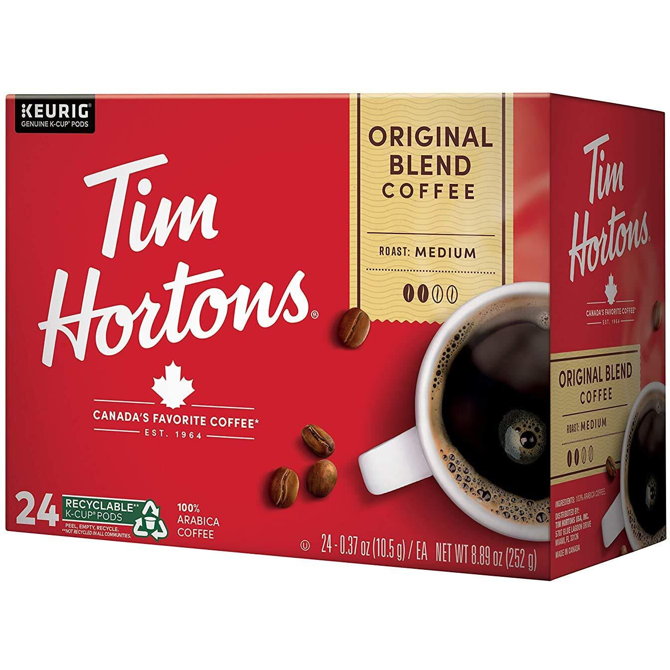 Tim Hortons Original Blend, Medium Roast Coffee, Single-Serve K-Cup Pods Compatible With Keurig Brewers, 24 Count(Pack Of 1)(Packaging May Vary)