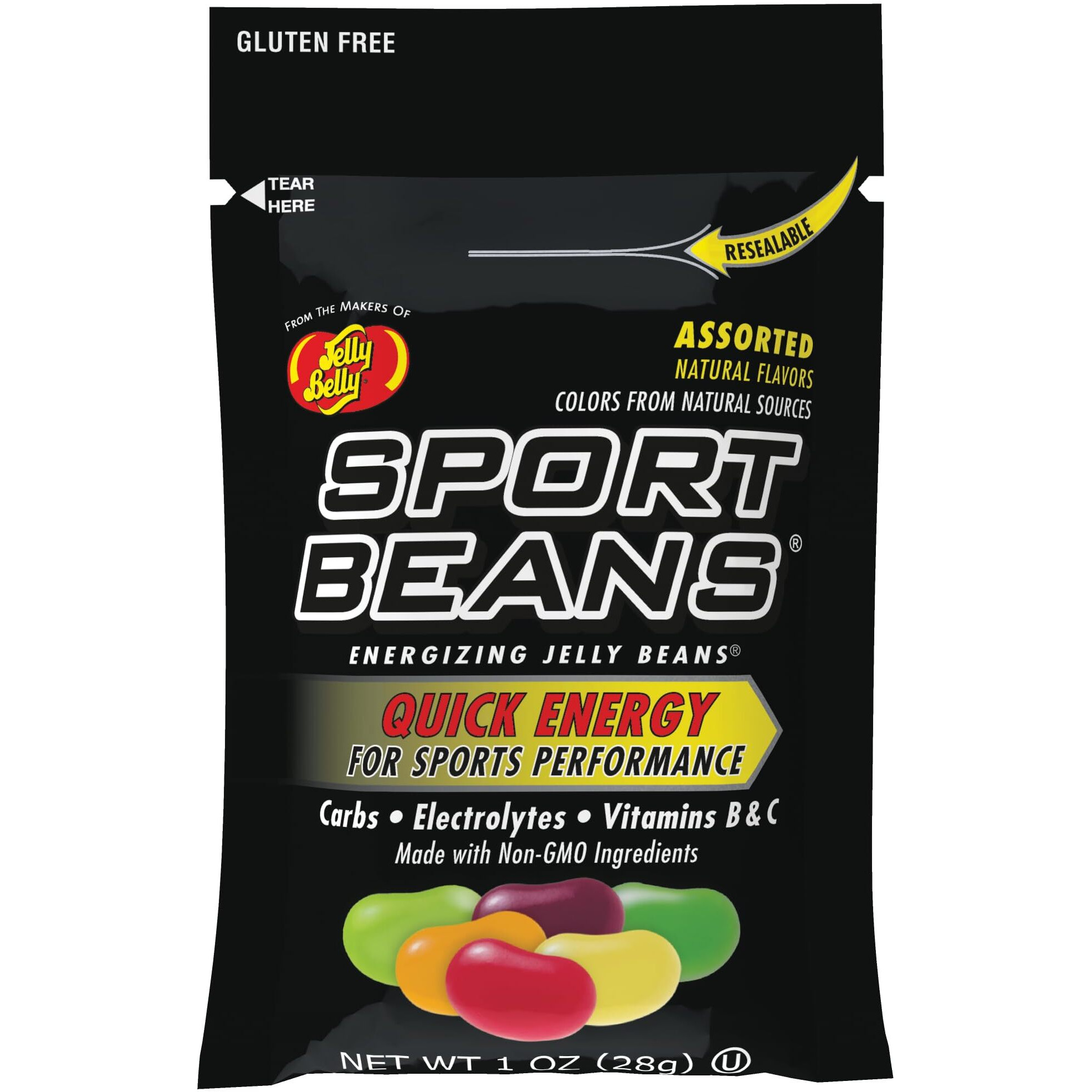 Jelly Belly Sport Beans - Energizing Jelly Beans - Assorted Flavors, Pack Of 24