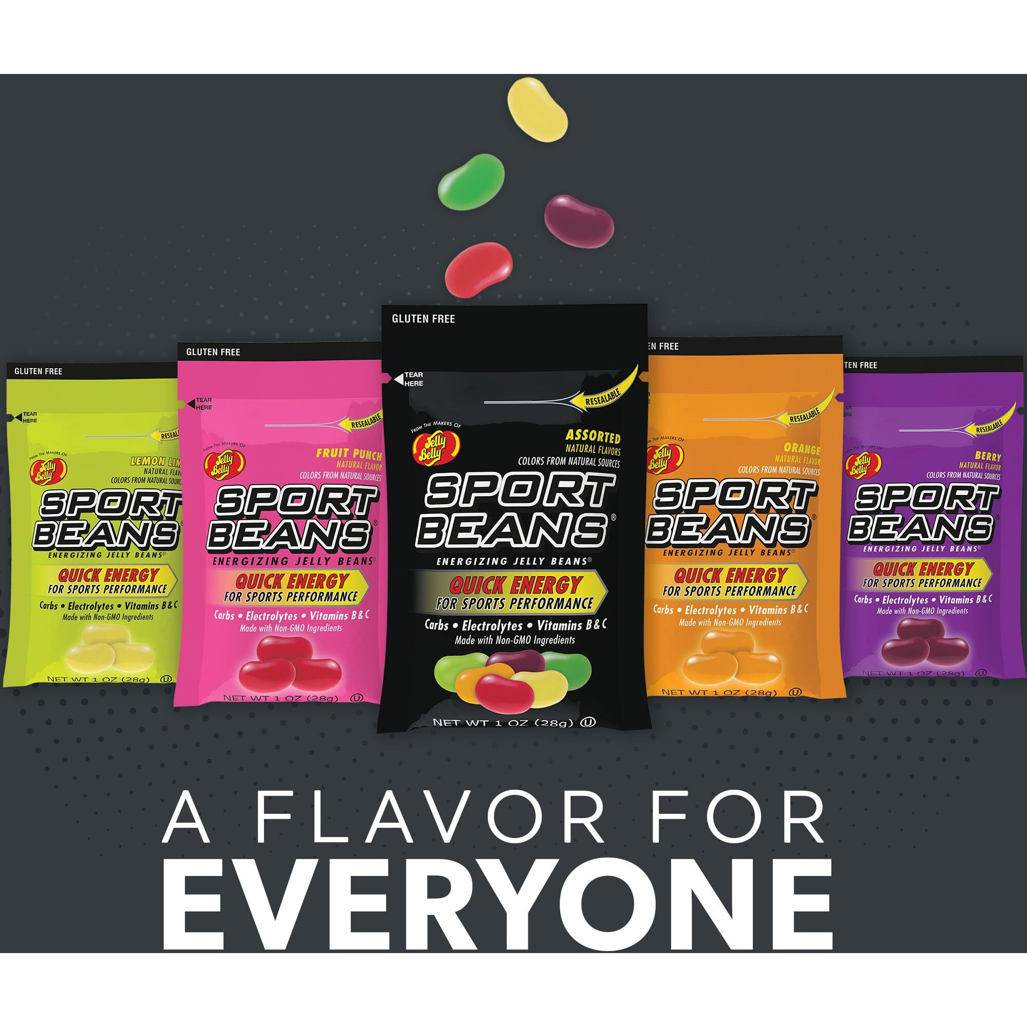 Jelly Belly Sport Beans - Energizing Jelly Beans - Assorted Flavors, Pack Of 24