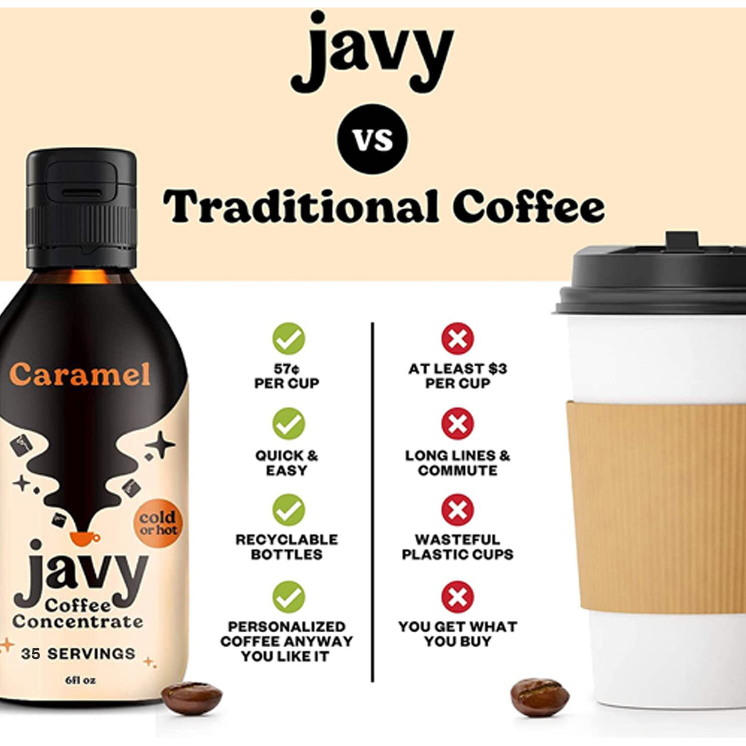 Javy Coffee Concentrate Bundle - Cold Brew Coffee, Perfect For Instant Iced Coffee, Cold Brewed Coffee And Hot Coffee - Original & Caramel