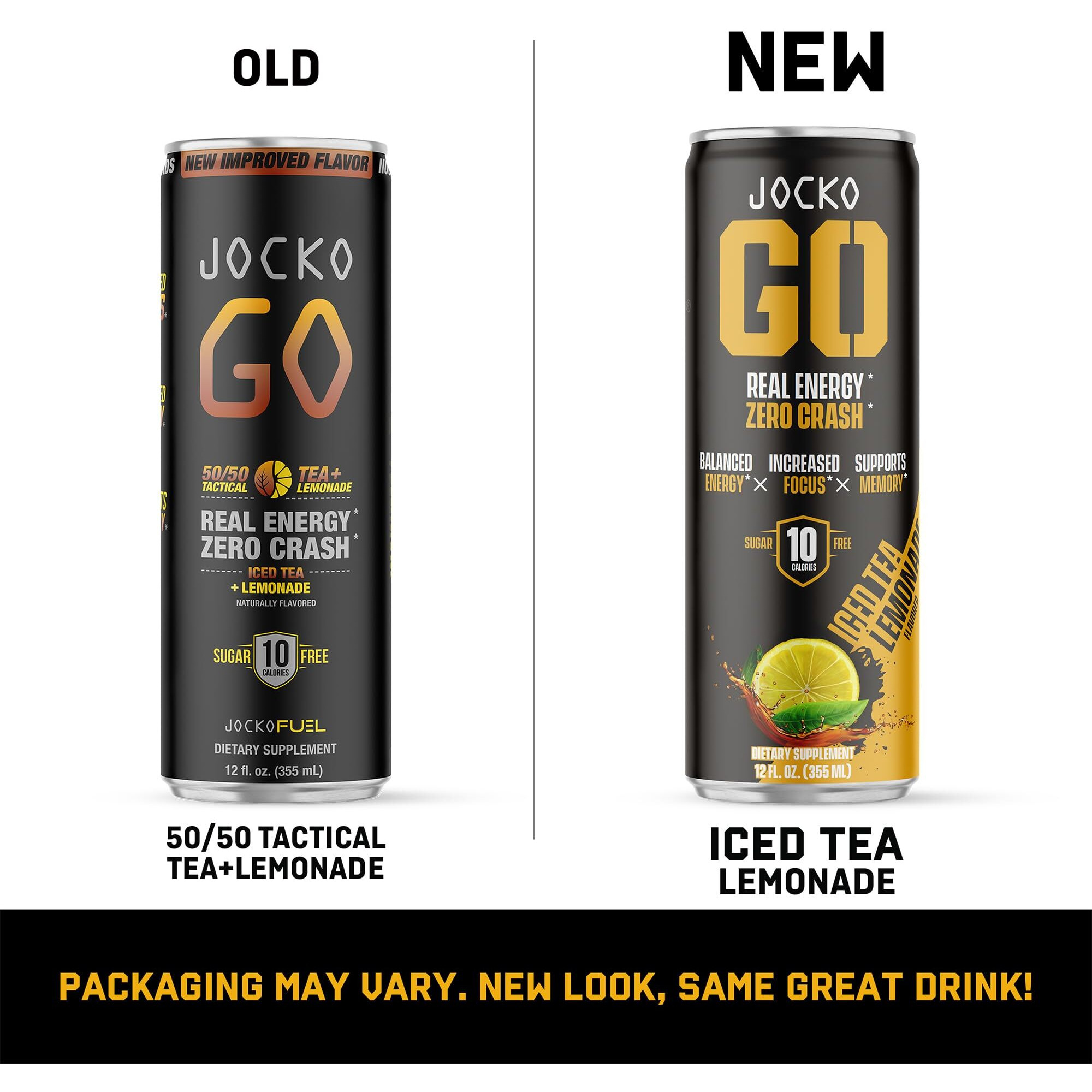 Jocko Go Energy Drink - Keto, Vitamin B12, Vitamin B6, Electrolytes, L Theanine, Magnesium- All Natural Energy Boost, Sugar Free Nootropic Monk Fruit Blend - 12 Pack (Iced Tea - Lemonade Flavor)