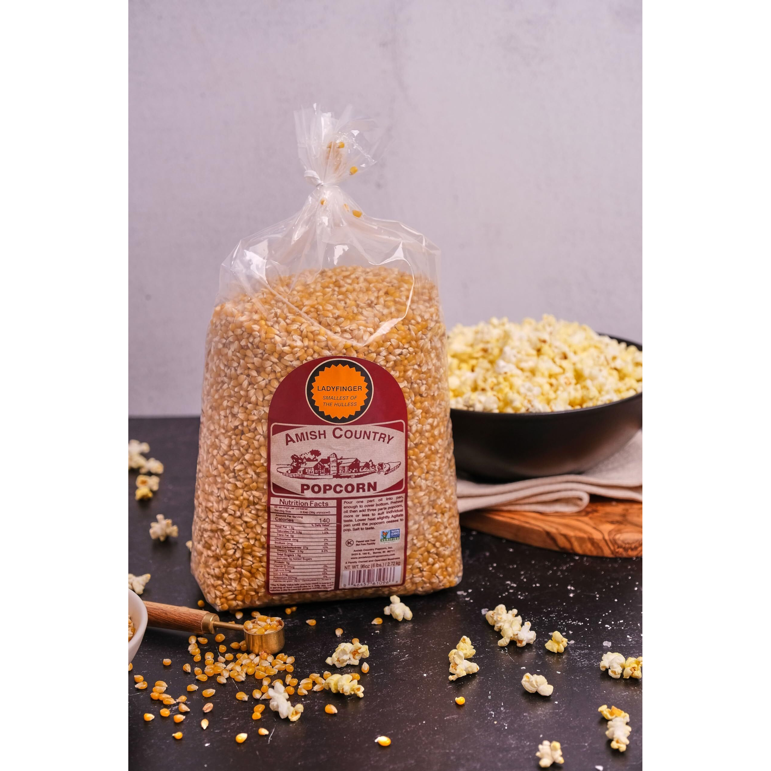 Amish Country Popcorn | 6 Lb Bag | Ladyfinger Popcorn Kernels | Old Fashioned, Non-Gmo And Gluten Free (Ladyfinger - 6 Lb Bag)